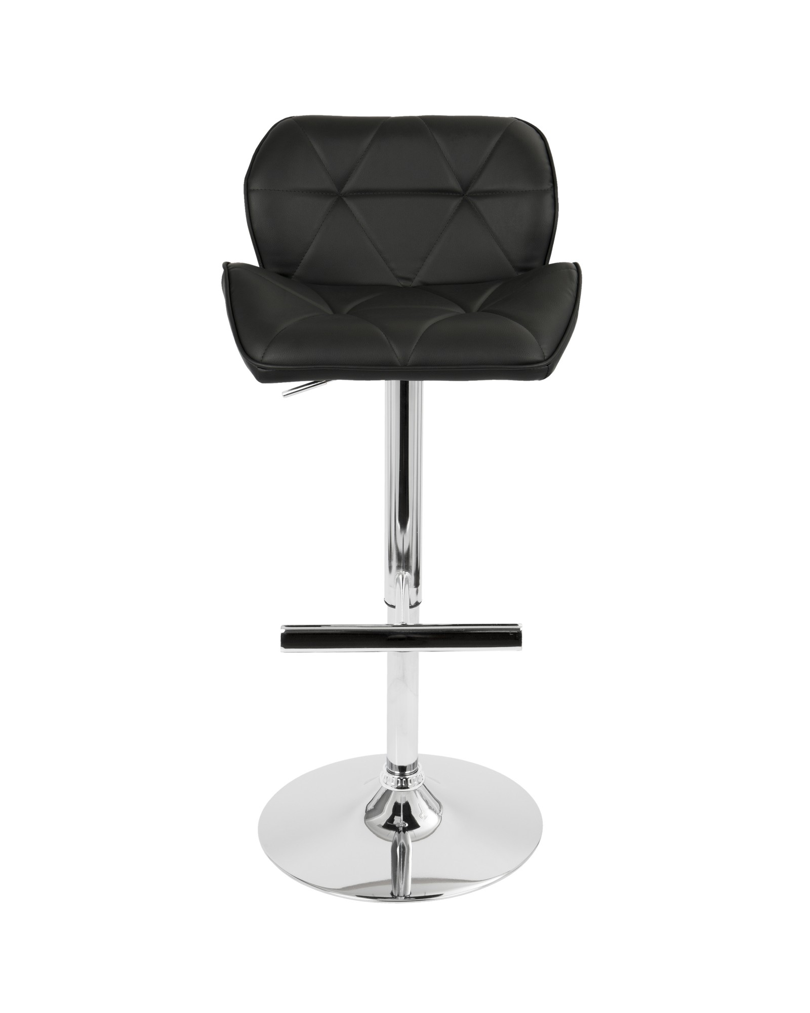 Jubilee Contemporary Adjustable Barstool with Swivel in Black Faux Leather