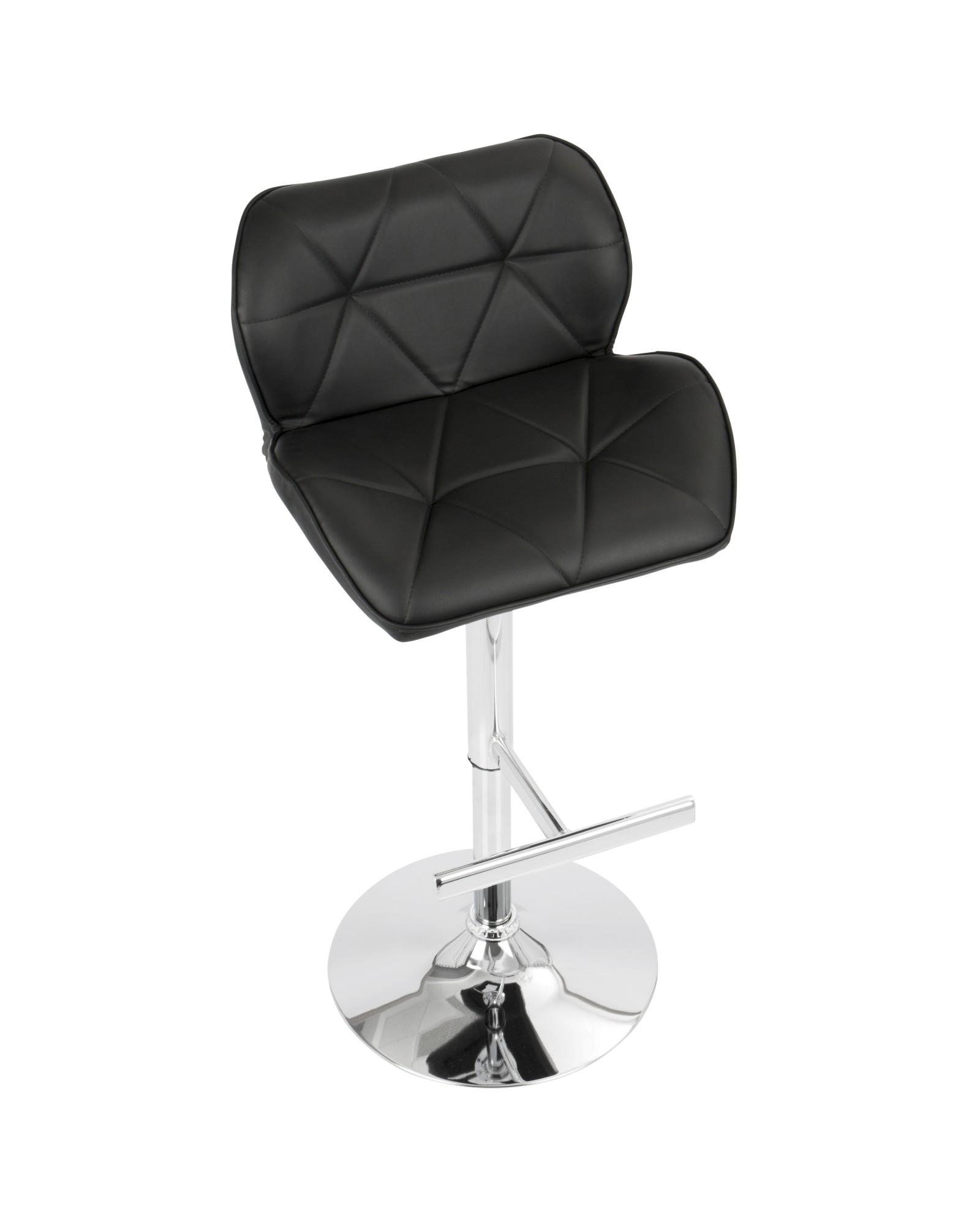 Jubilee Contemporary Adjustable Barstool with Swivel in Black Faux Leather