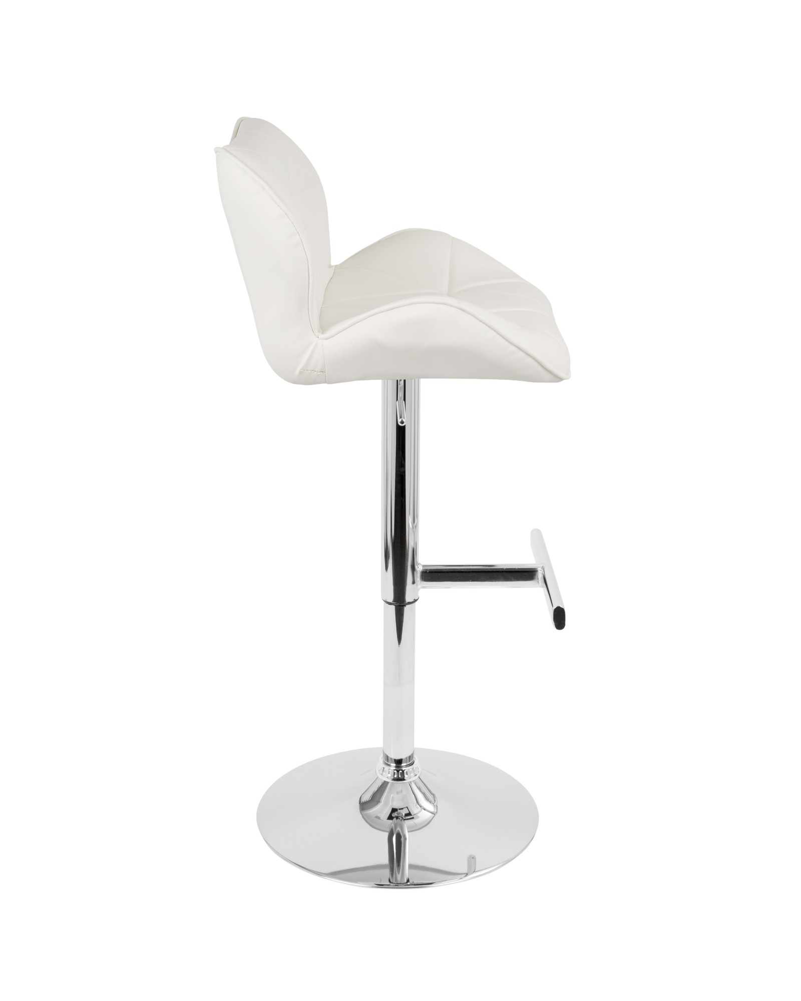 Jubilee Contemporary Adjustable Barstool with Swivel in White Faux Leather