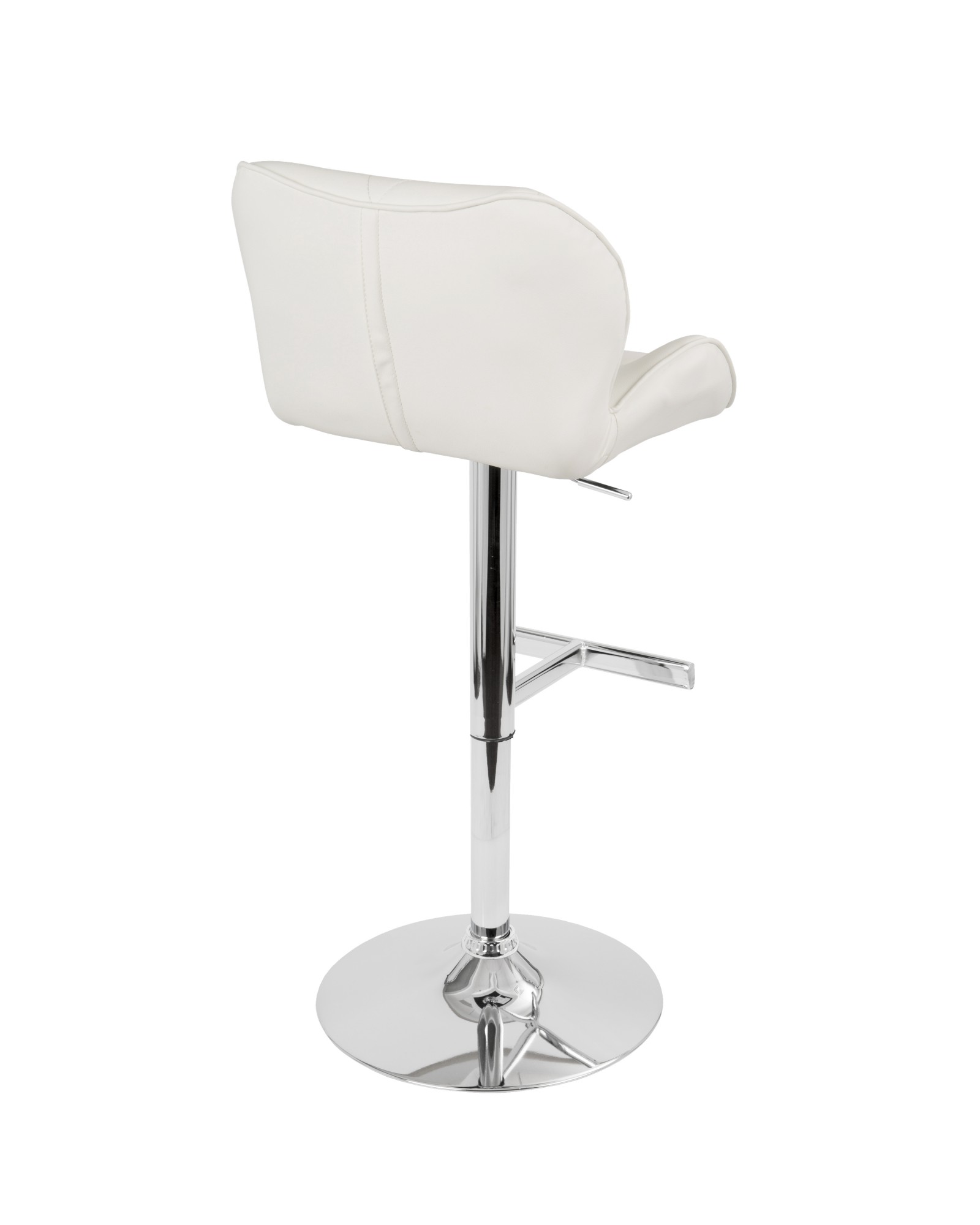 Jubilee Contemporary Adjustable Barstool with Swivel in White Faux Leather