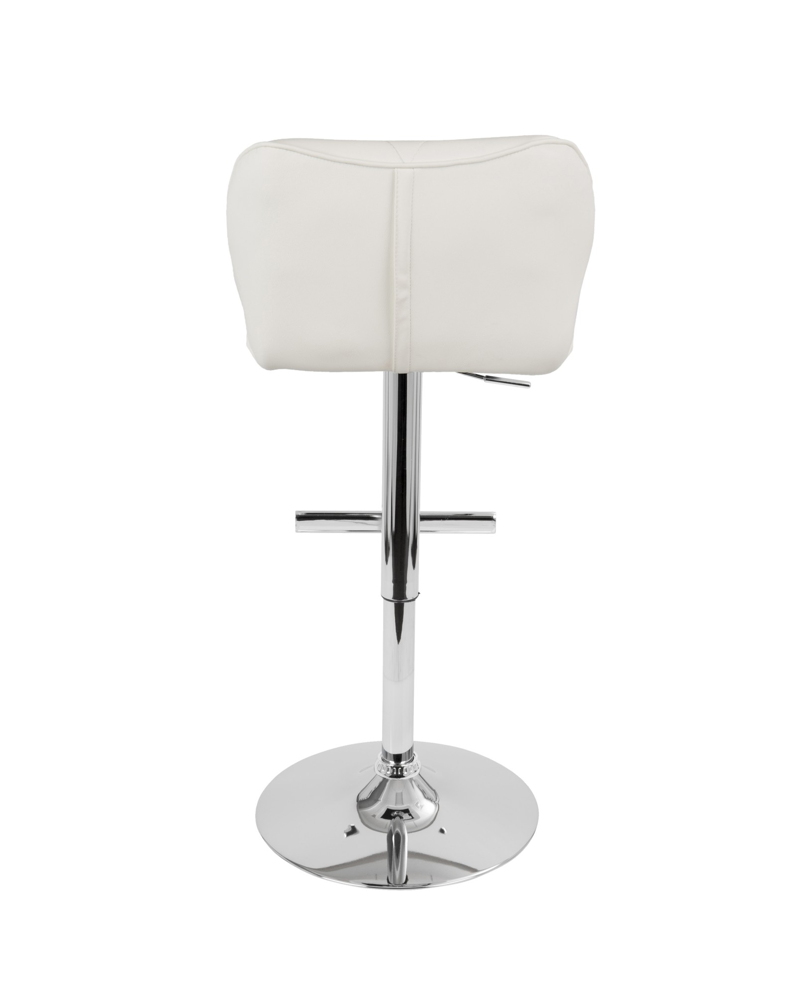 Jubilee Contemporary Adjustable Barstool with Swivel in White Faux Leather