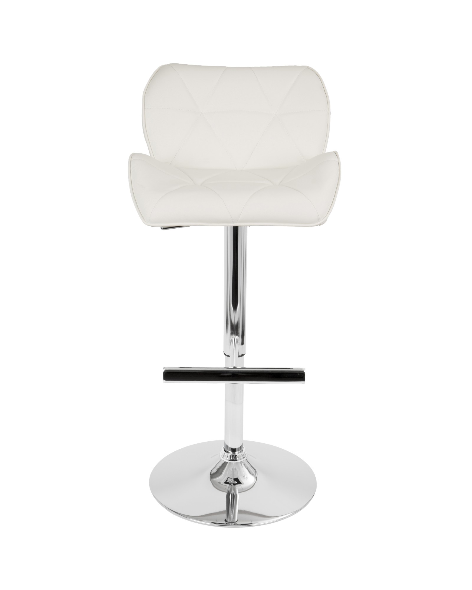 Jubilee Contemporary Adjustable Barstool with Swivel in White Faux Leather