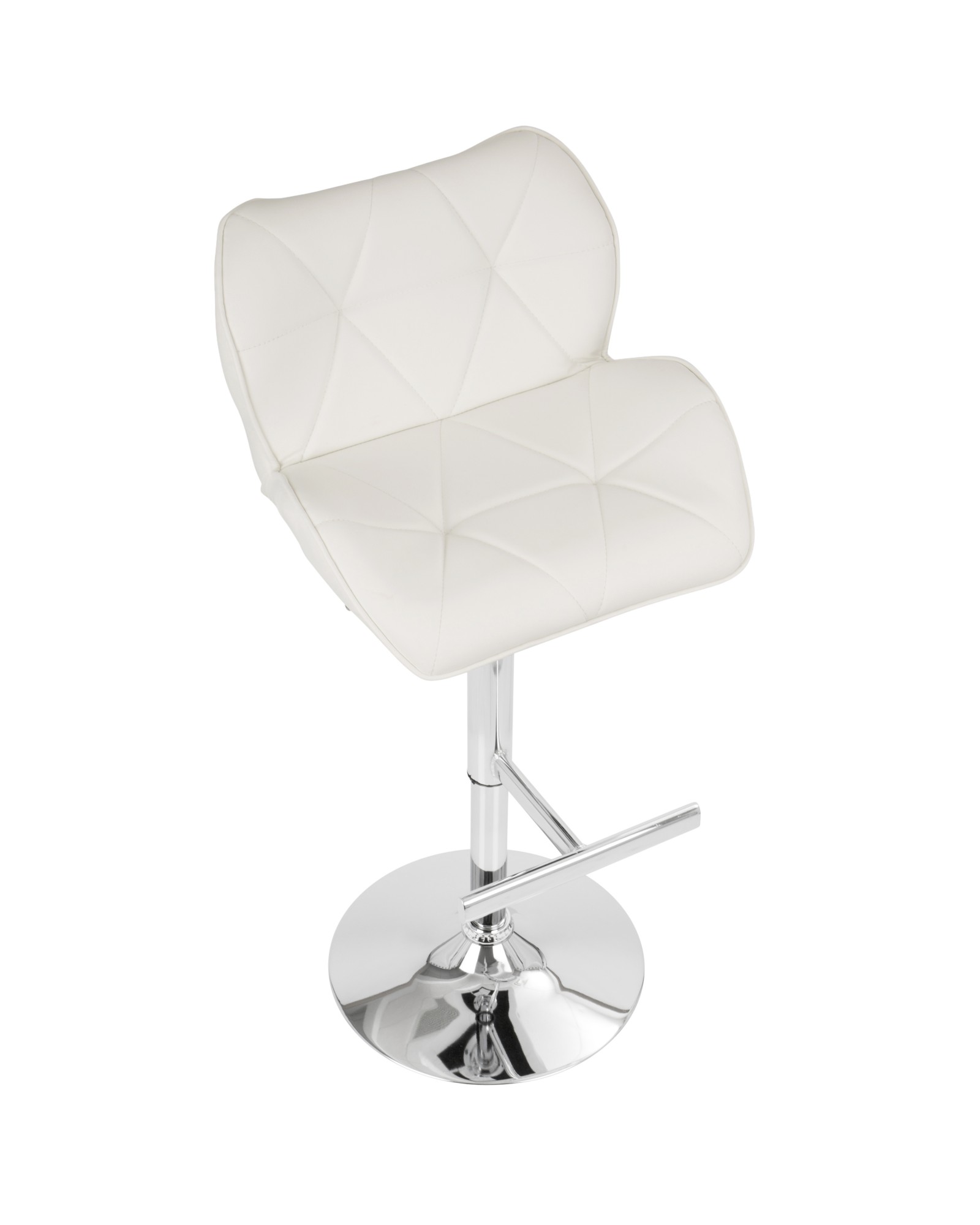 Jubilee Contemporary Adjustable Barstool with Swivel in White Faux Leather