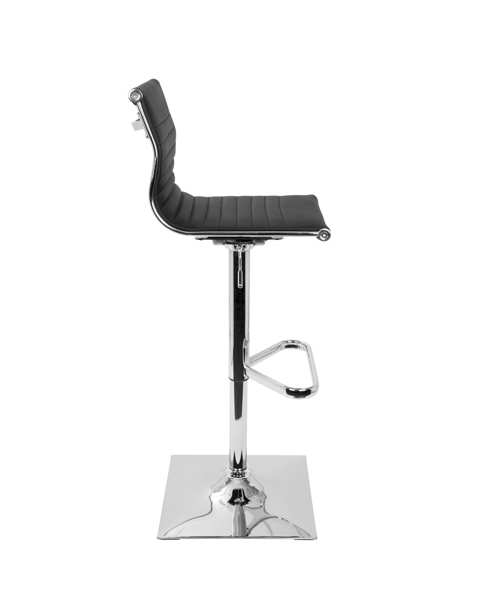 Masters Contemporary Adjustable Barstool with Swivel in Black Faux Leather