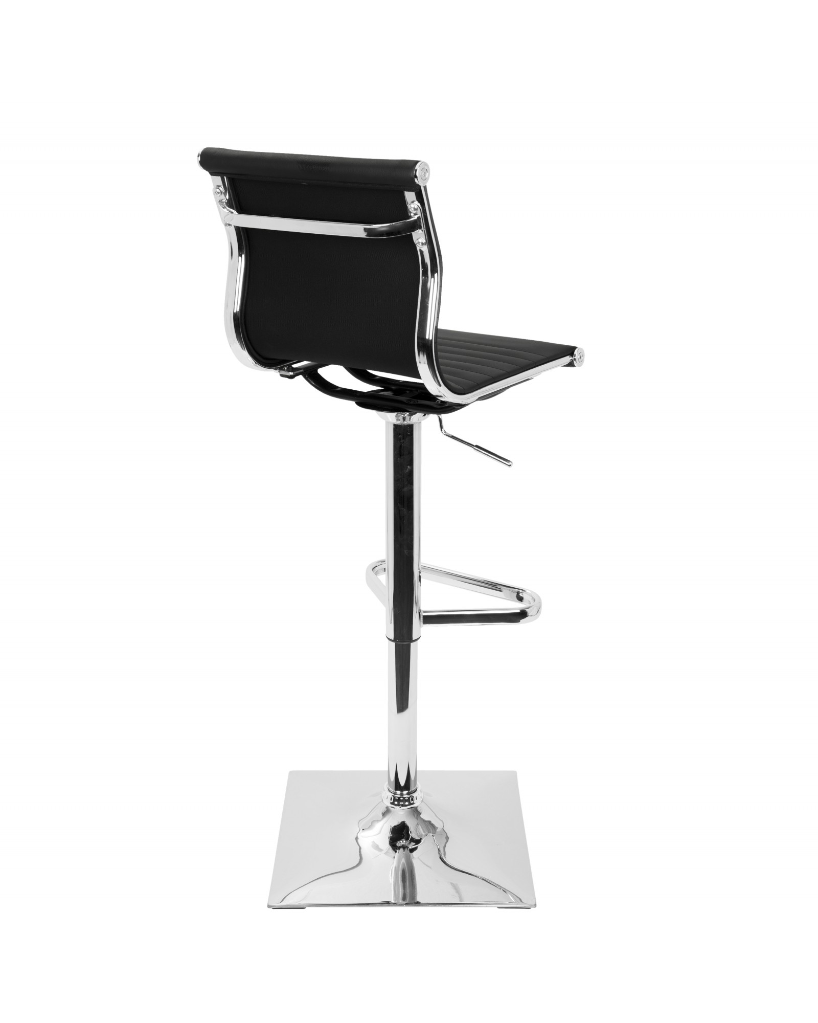 Masters Contemporary Adjustable Barstool with Swivel in Black Faux Leather