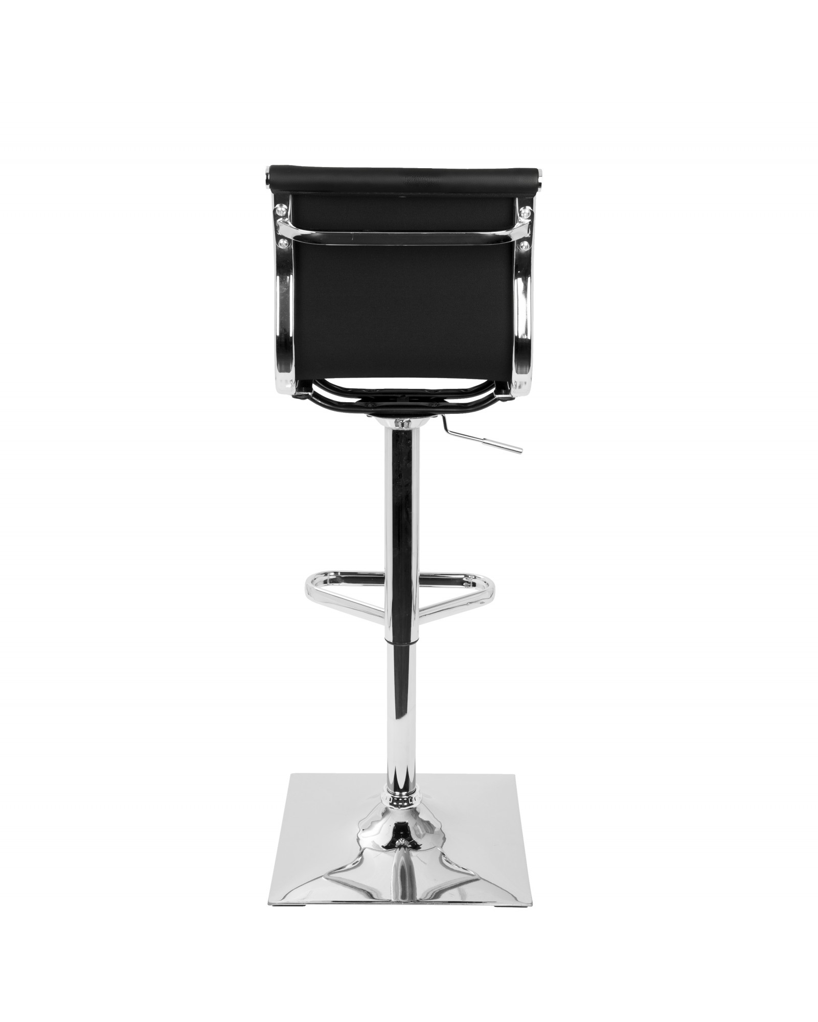 Masters Contemporary Adjustable Barstool with Swivel in Black Faux Leather