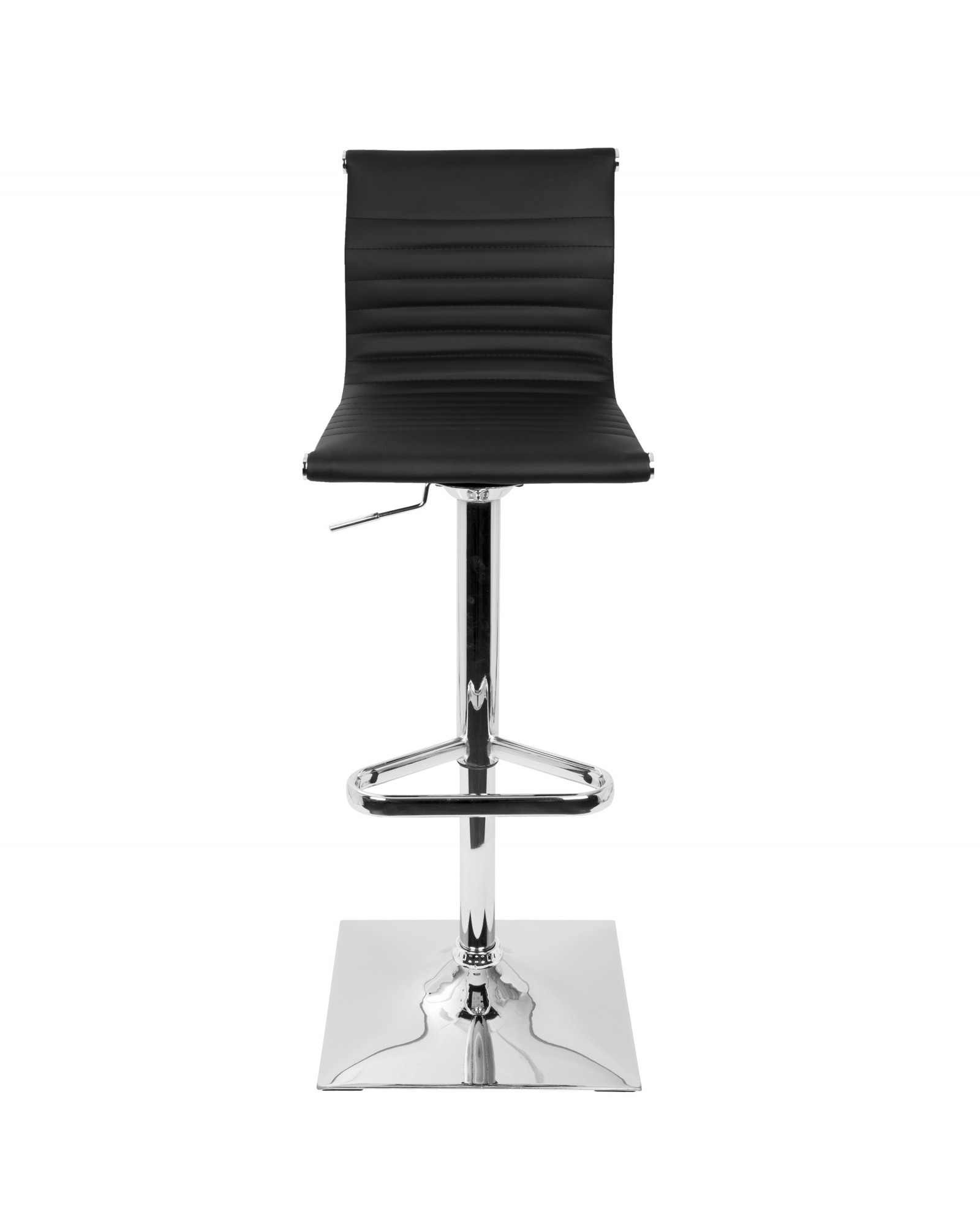Masters Contemporary Adjustable Barstool with Swivel in Black Faux Leather