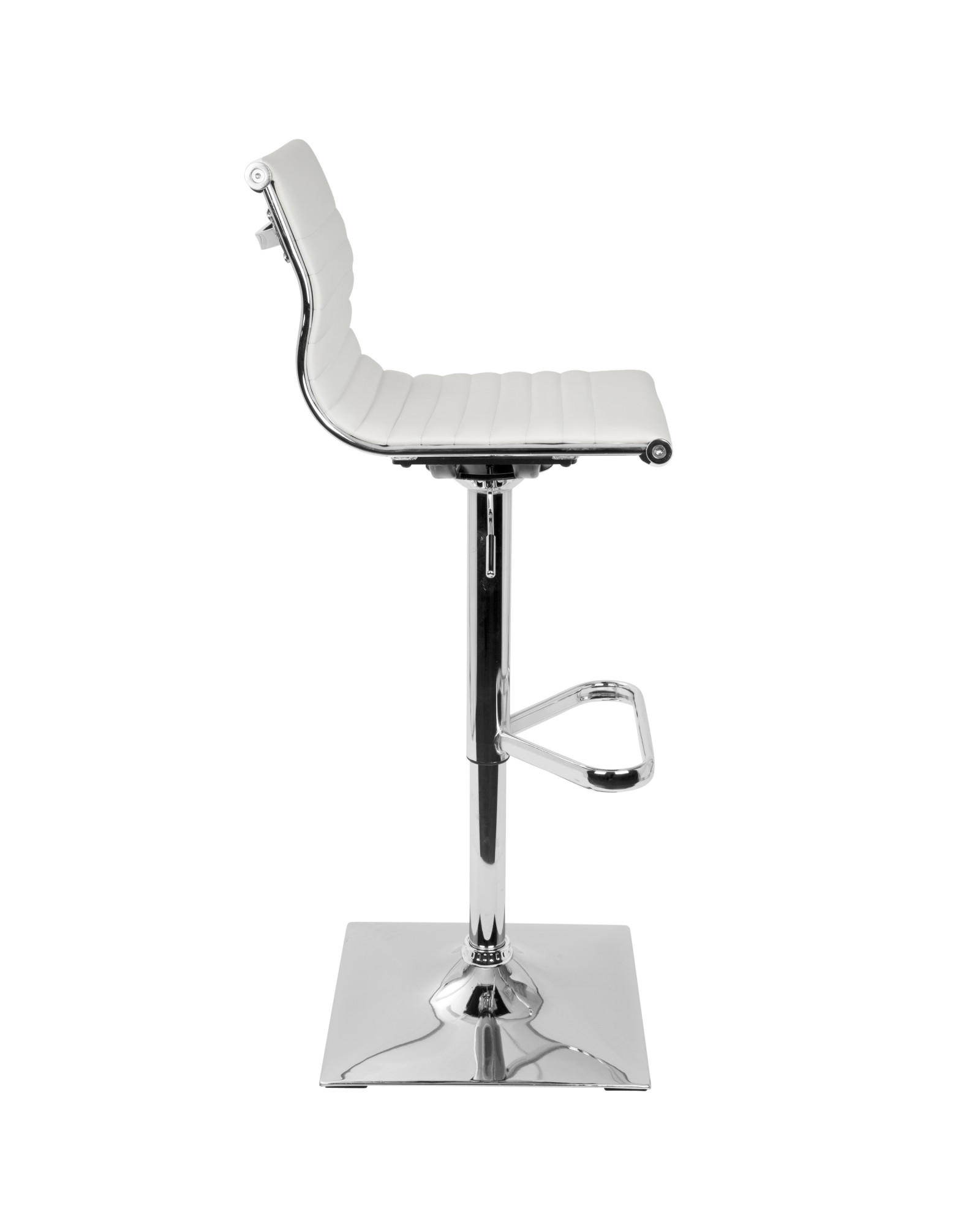 Masters Contemporary Adjustable Barstool with Swivel in White Faux Leather