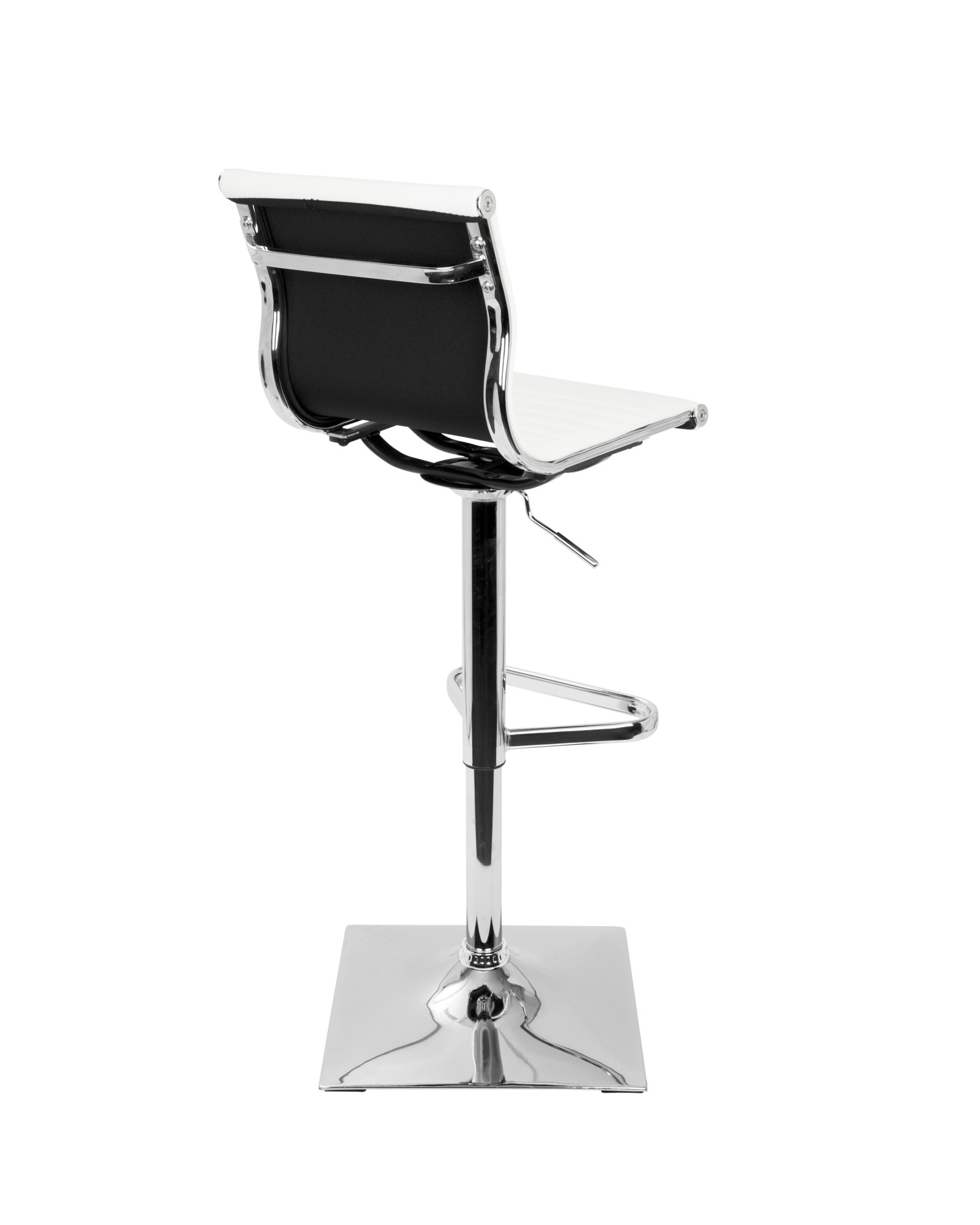 Masters Contemporary Adjustable Barstool with Swivel in White Faux Leather