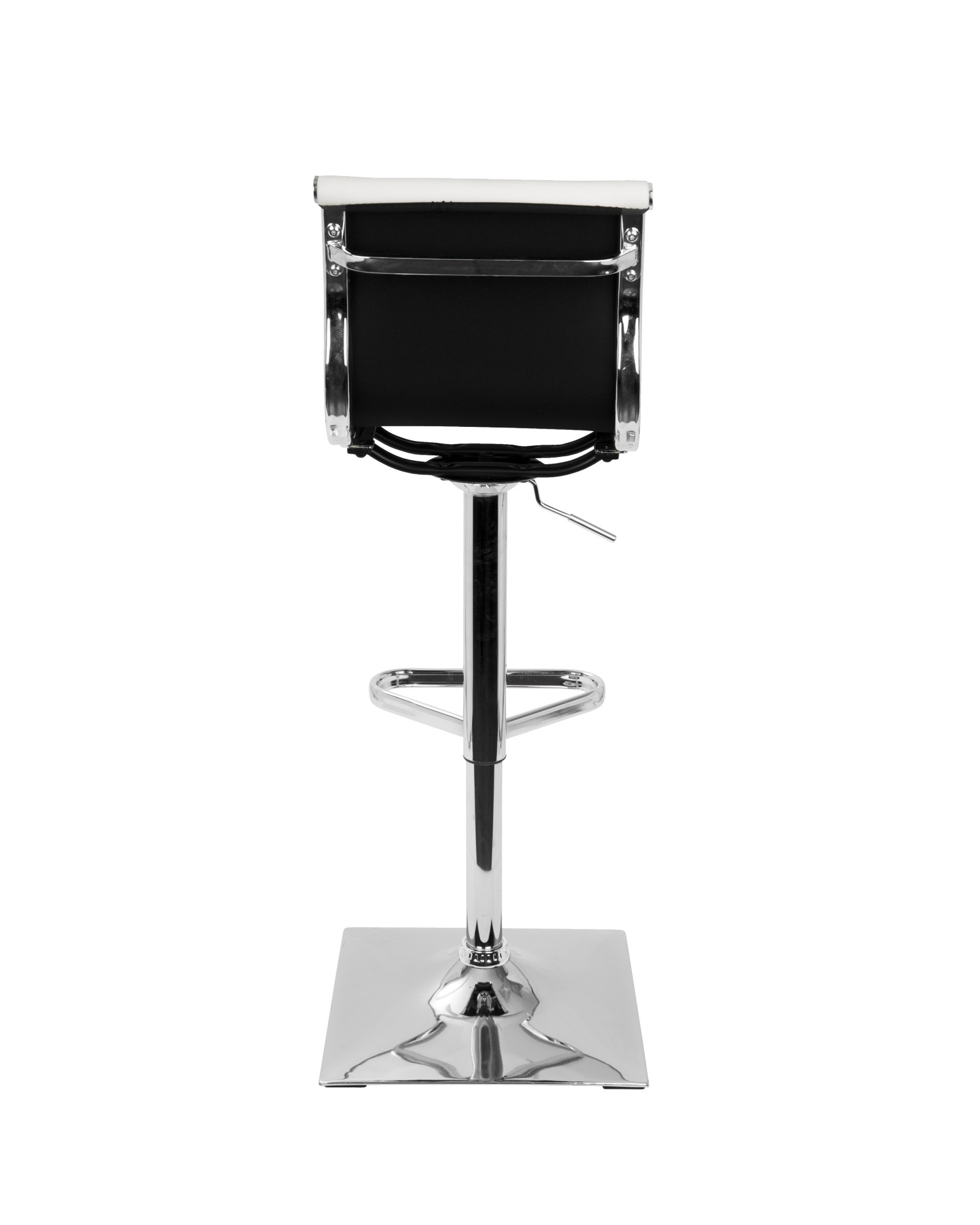 Masters Contemporary Adjustable Barstool with Swivel in White Faux Leather