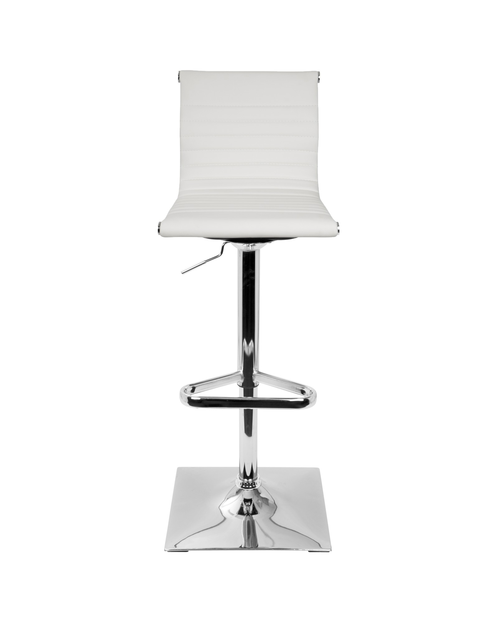 Masters Contemporary Adjustable Barstool with Swivel in White Faux Leather