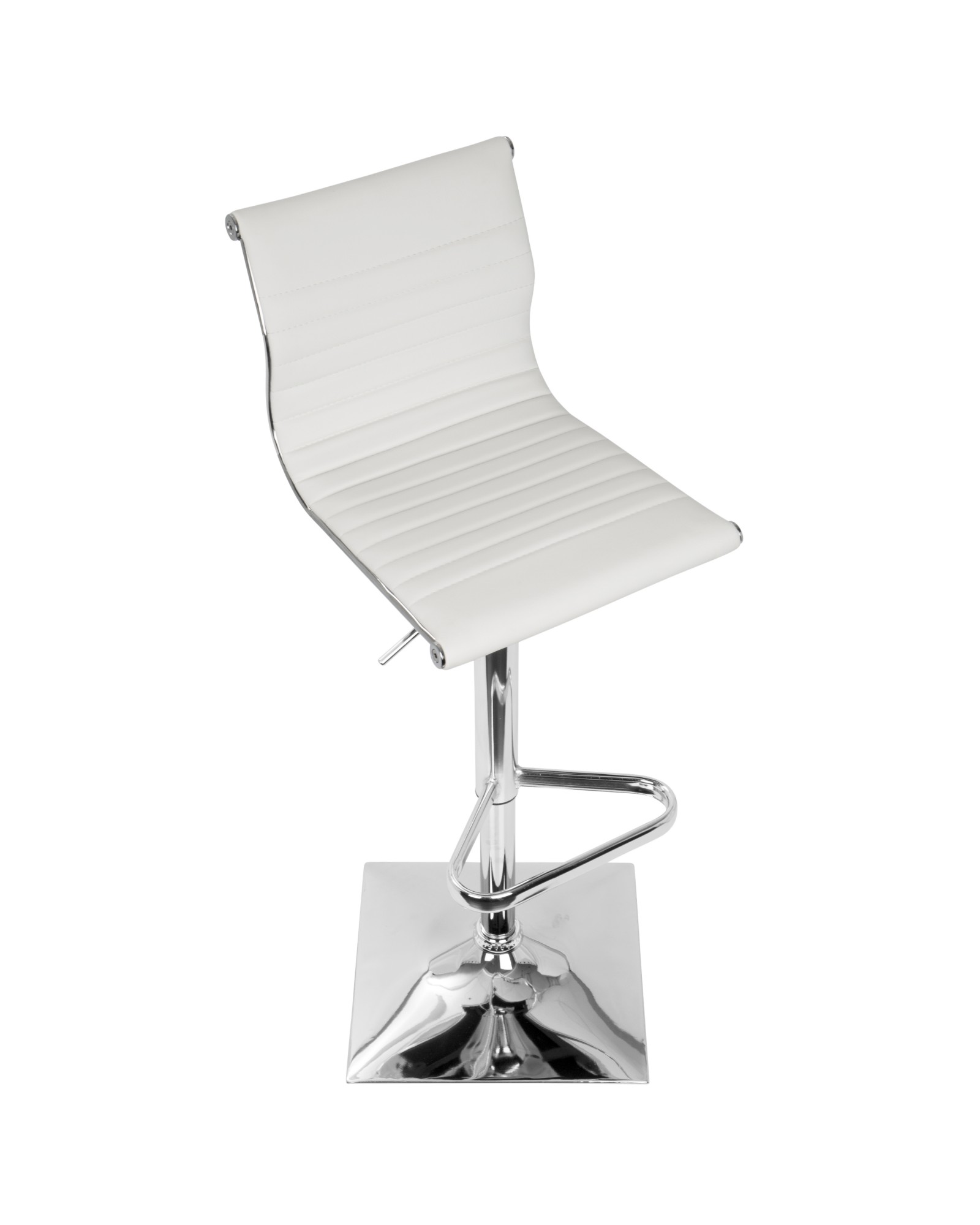 Masters Contemporary Adjustable Barstool with Swivel in White Faux Leather