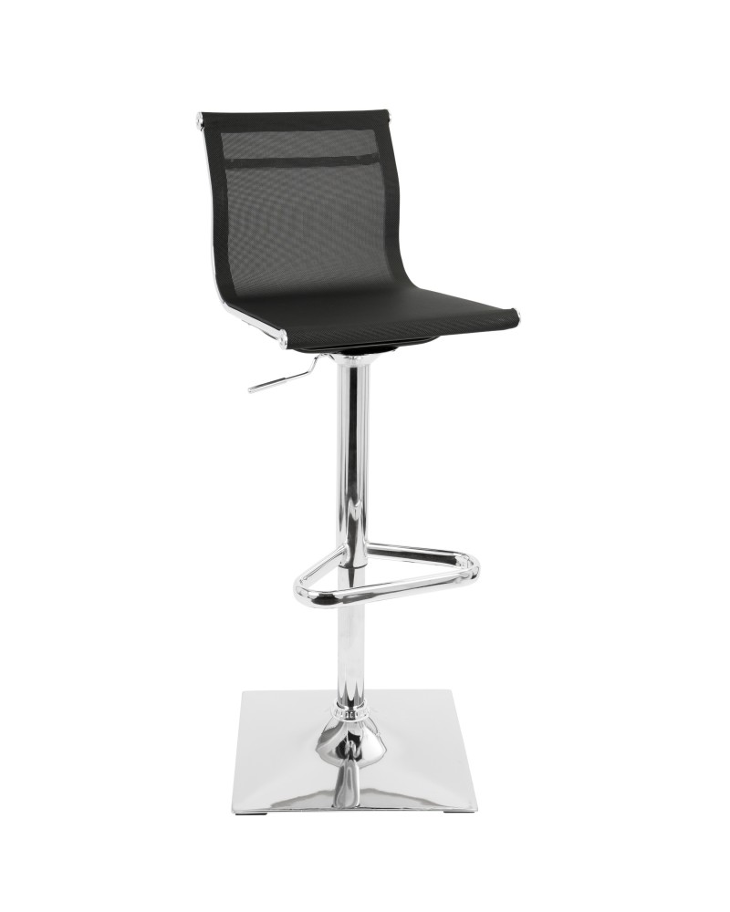 Mirage Contemporary Adjustable Barstool with Swivel in Black