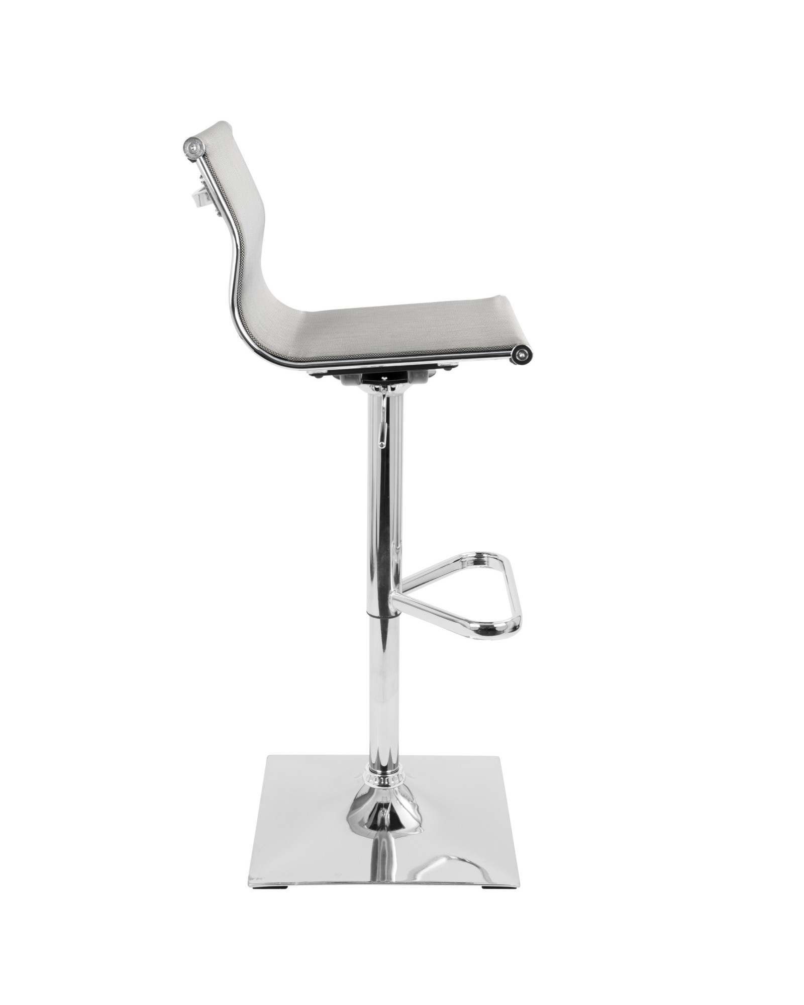 Mirage Contemporary Adjustable Barstool with Swivel in Silver
