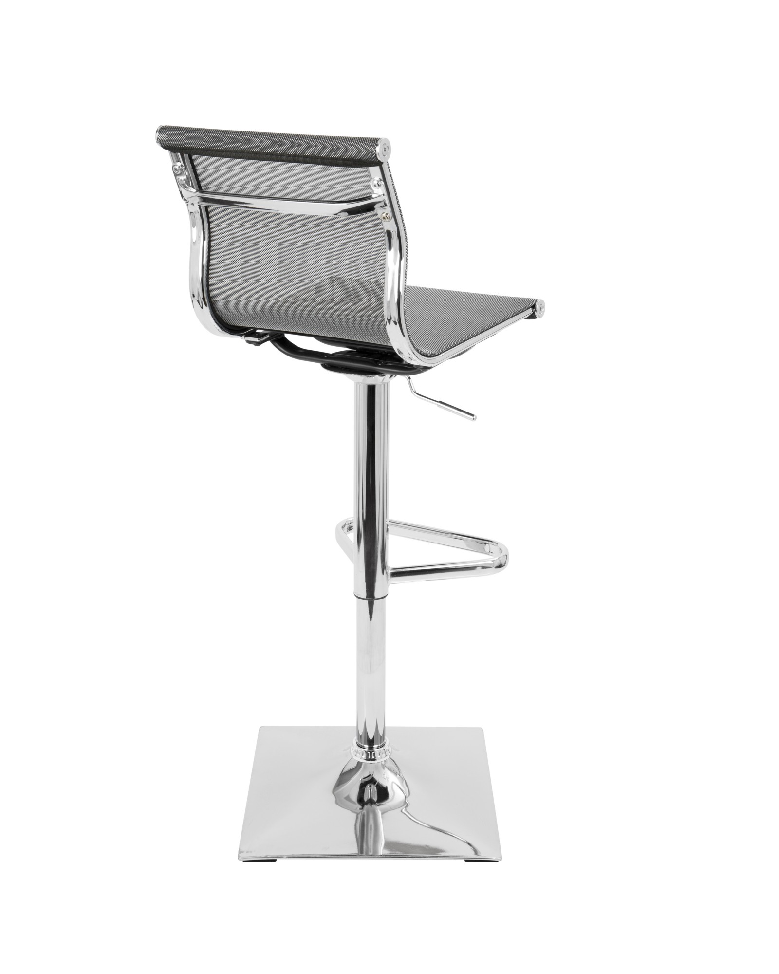 Mirage Contemporary Adjustable Barstool with Swivel in Silver