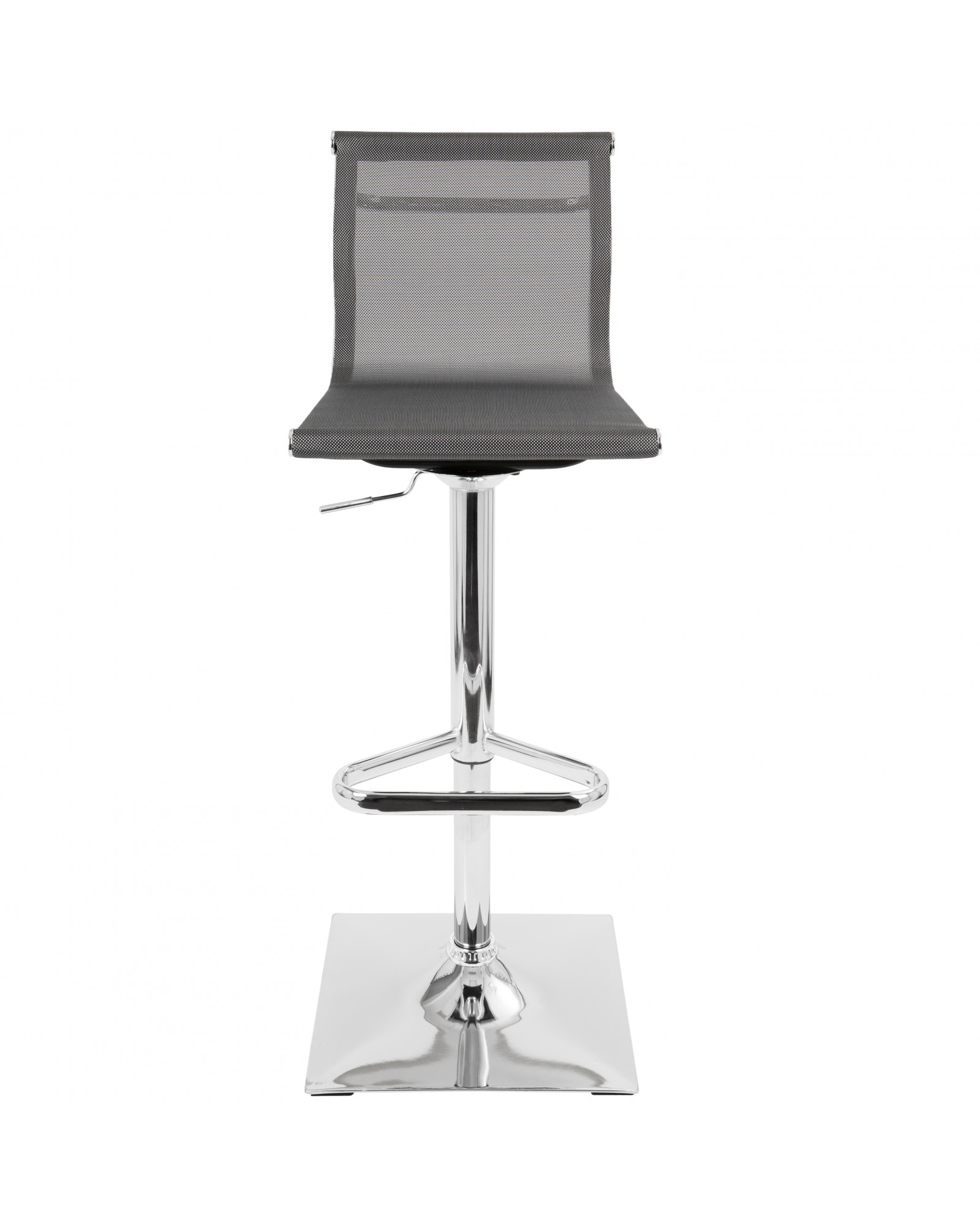 Mirage Contemporary Adjustable Barstool with Swivel in Silver