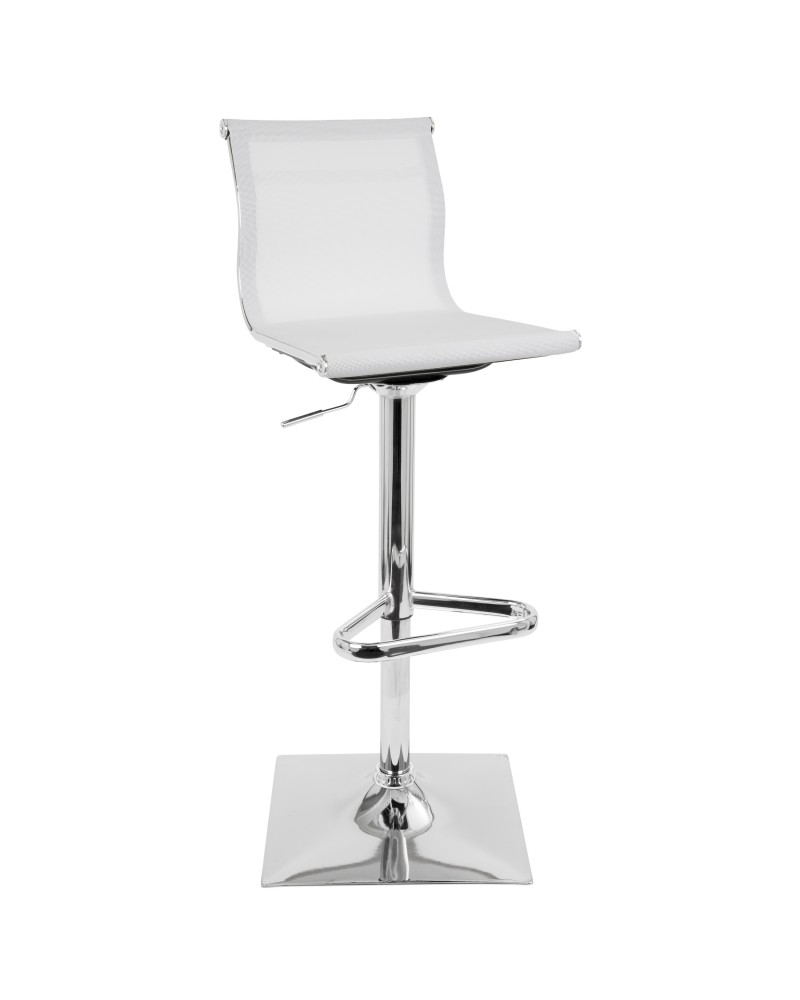 Mirage Contemporary Adjustable Barstool with Swivel in White