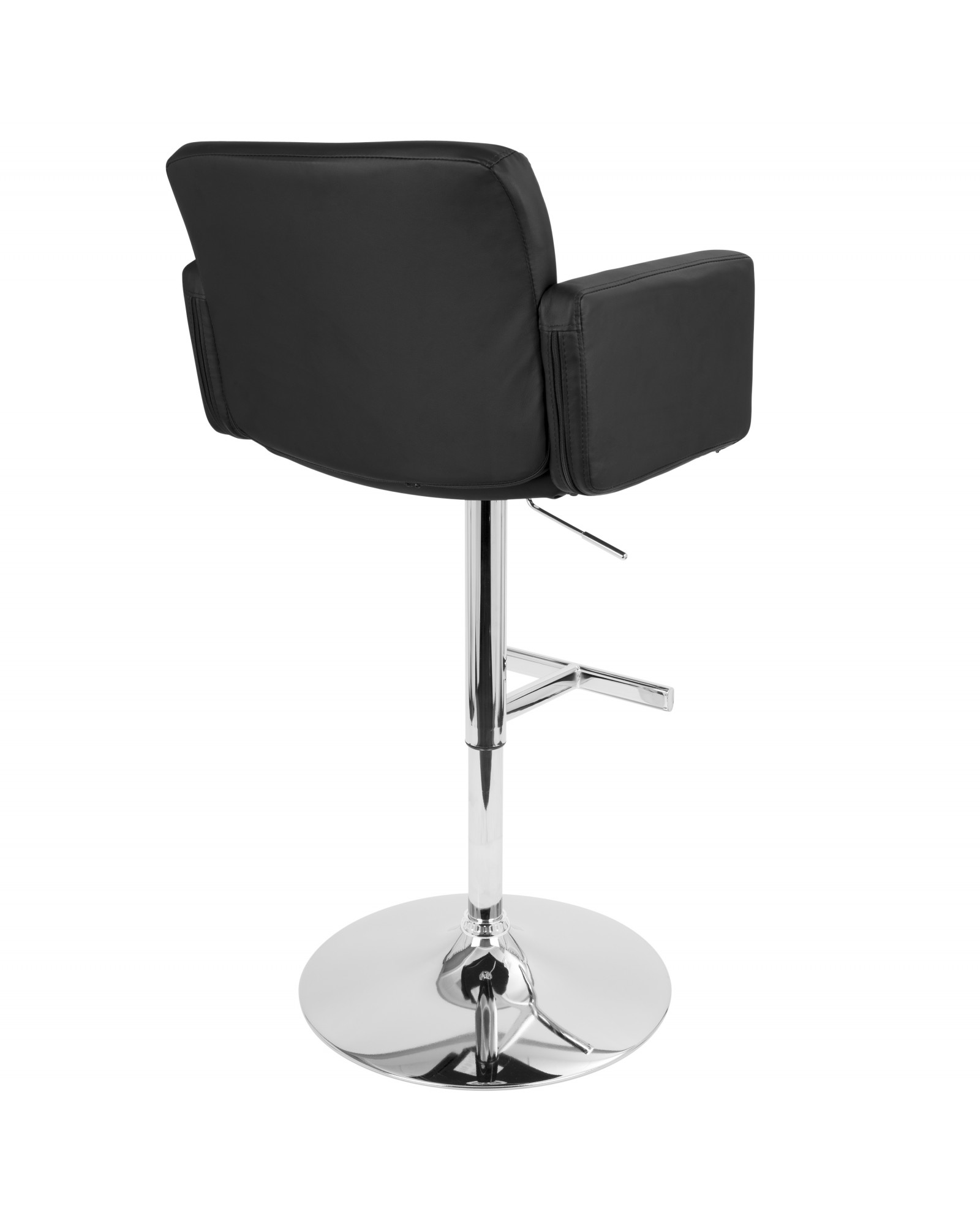 Stout Contemporary Adjustable Barstool with Swivel and Black Faux Leather