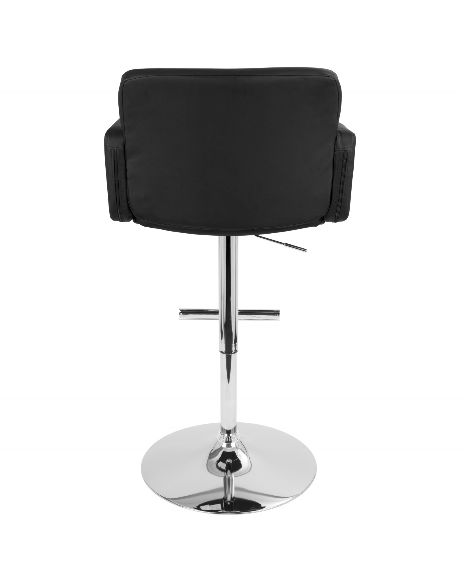 Stout Contemporary Adjustable Barstool with Swivel and Black Faux Leather