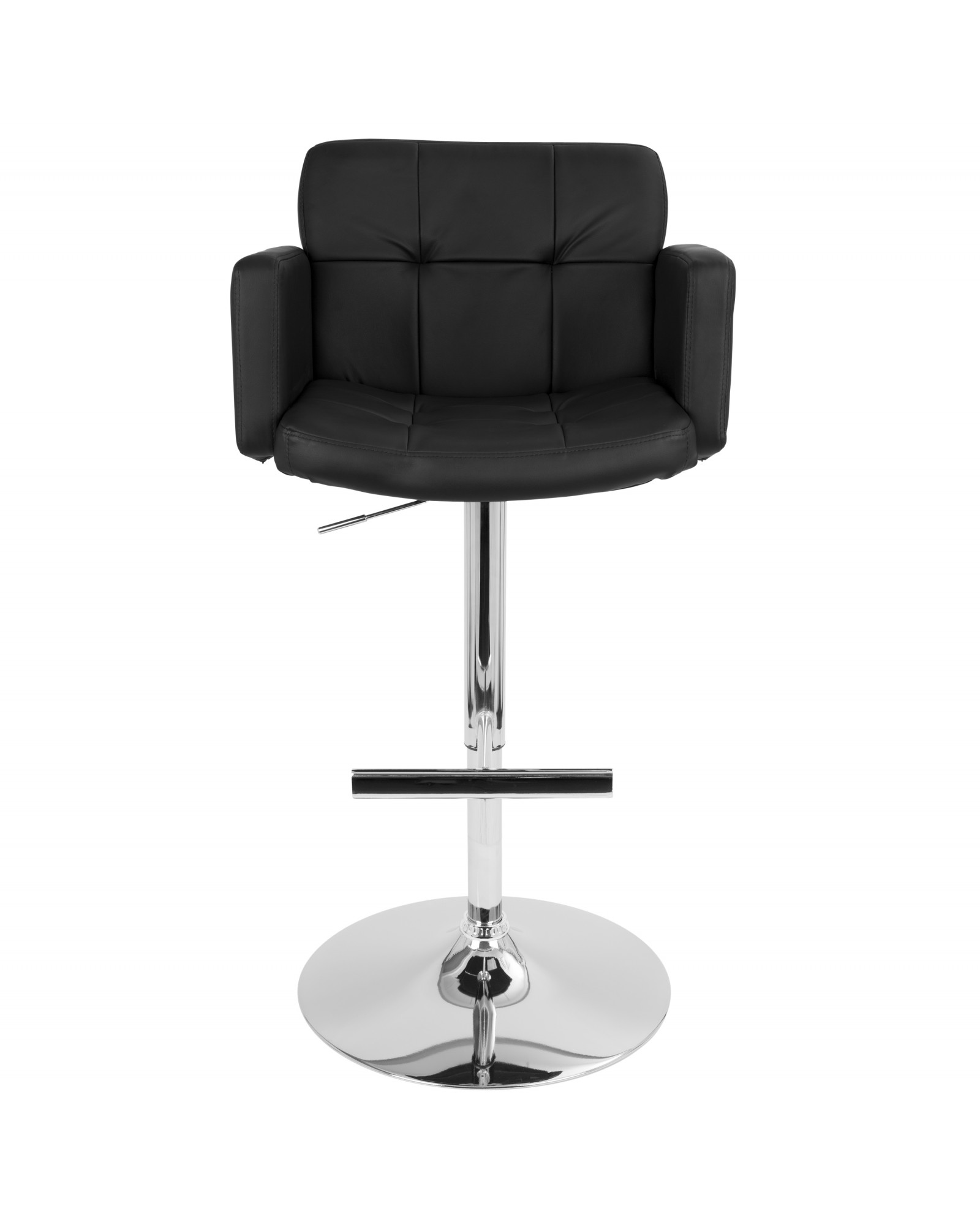 Stout Contemporary Adjustable Barstool with Swivel and Black Faux Leather