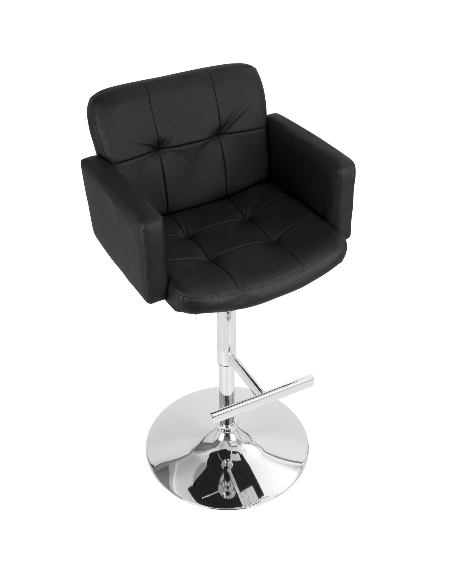 Stout Contemporary Adjustable Barstool with Swivel and Black Faux Leather