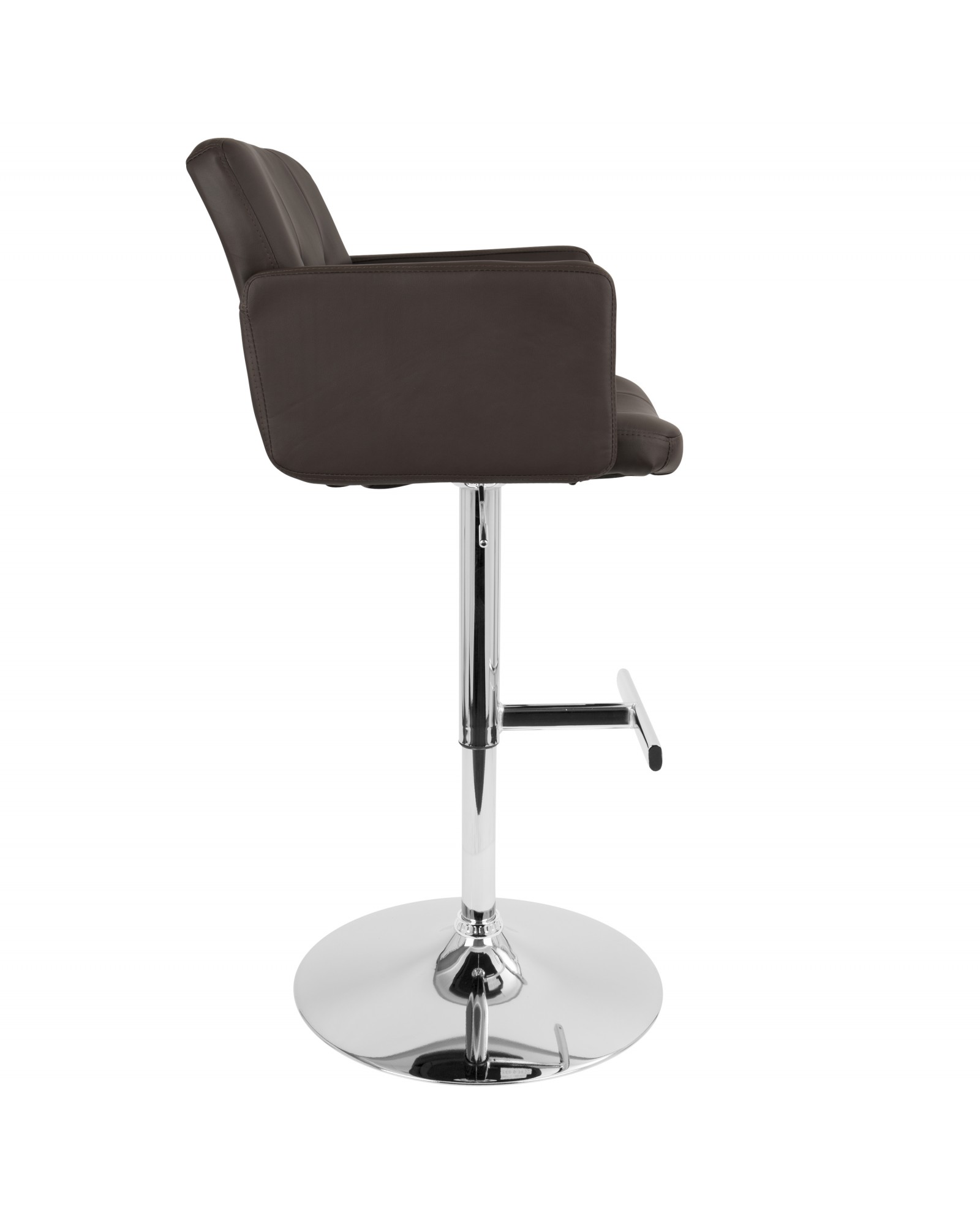 Stout Contemporary Adjustable Barstool with Swivel and Brown Faux Leather