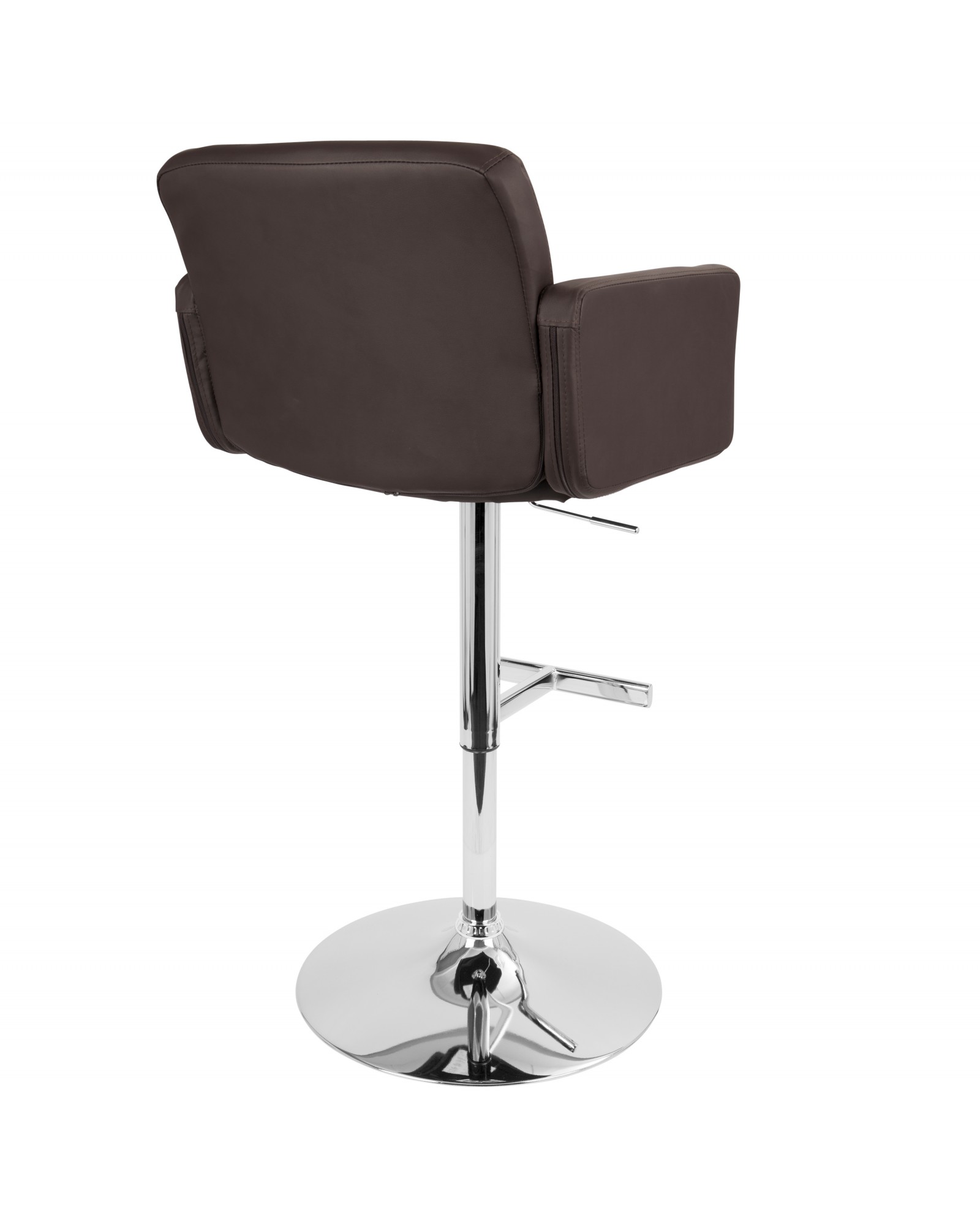 Stout Contemporary Adjustable Barstool with Swivel and Brown Faux Leather