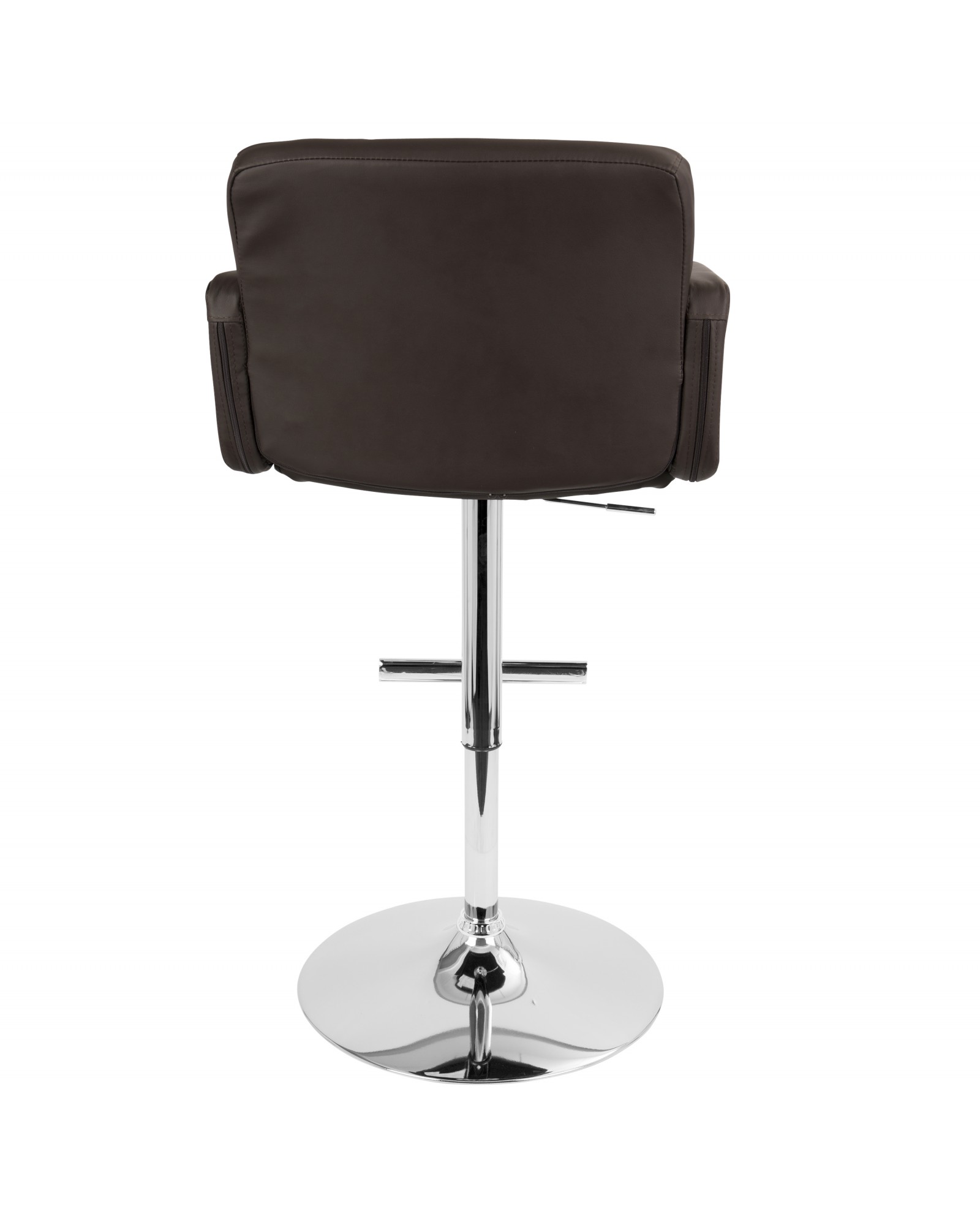 Stout Contemporary Adjustable Barstool with Swivel and Brown Faux Leather