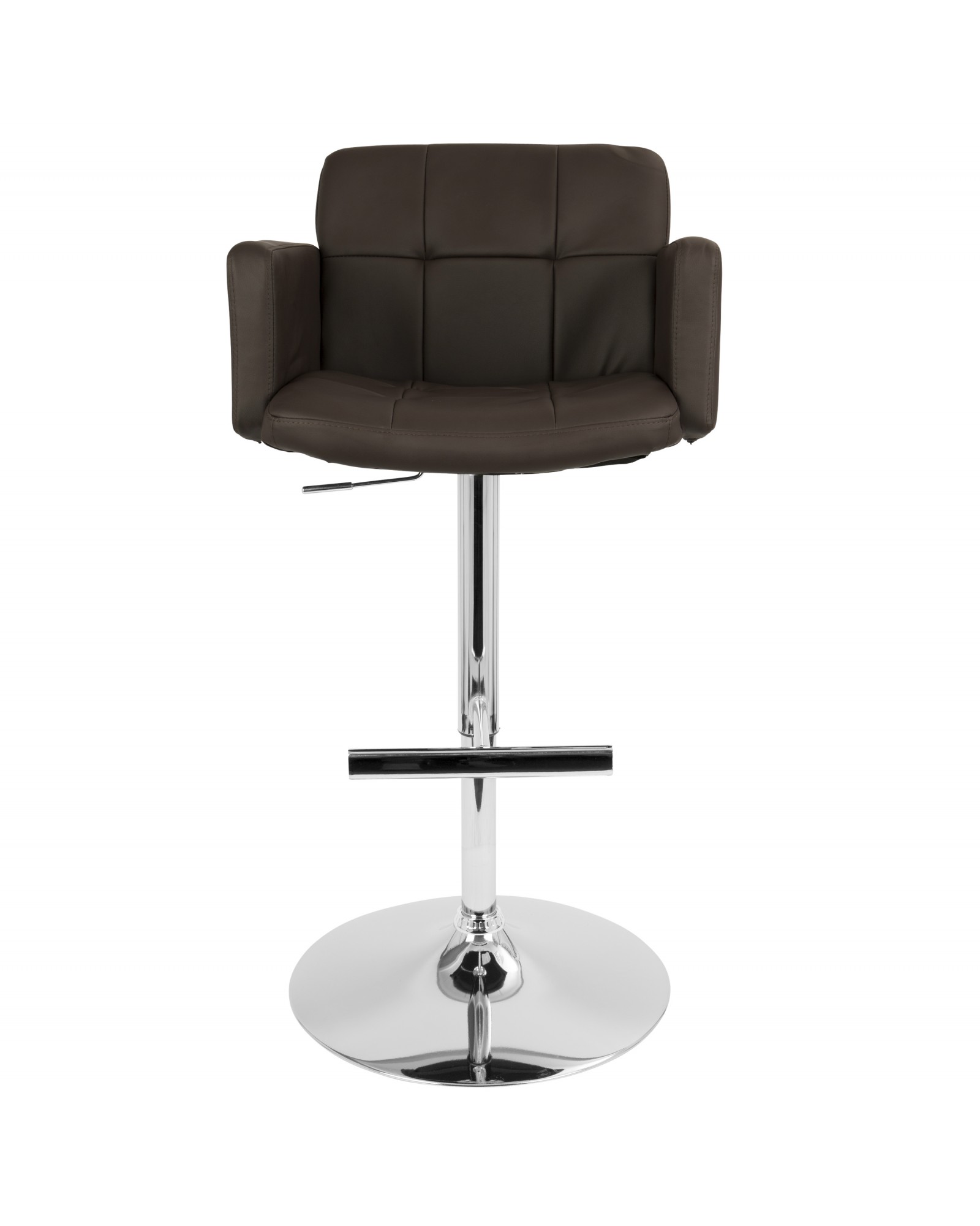 Stout Contemporary Adjustable Barstool with Swivel and Brown Faux Leather