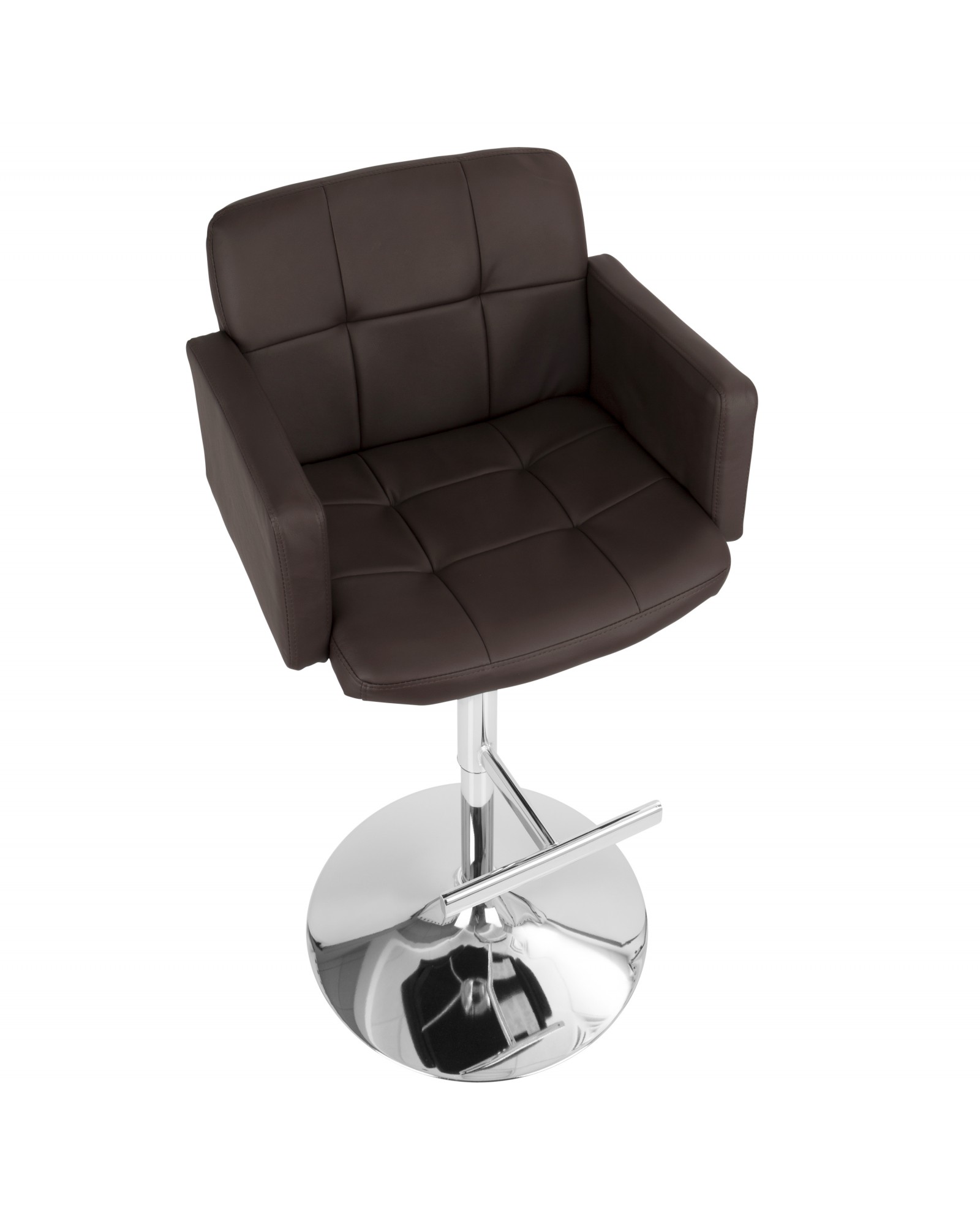 Stout Contemporary Adjustable Barstool with Swivel and Brown Faux Leather