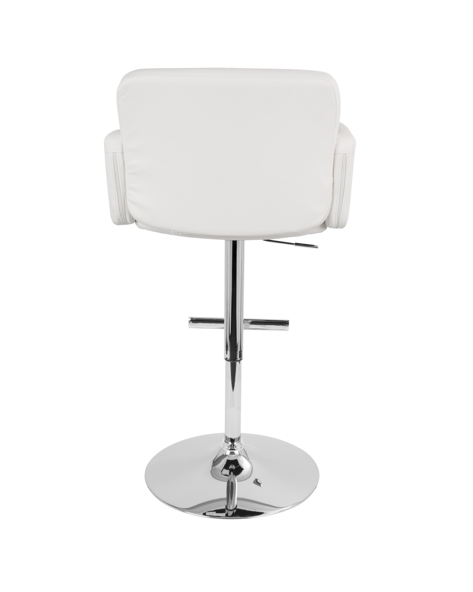 Stout Contemporary Adjustable Barstool with Swivel and White Faux Leather