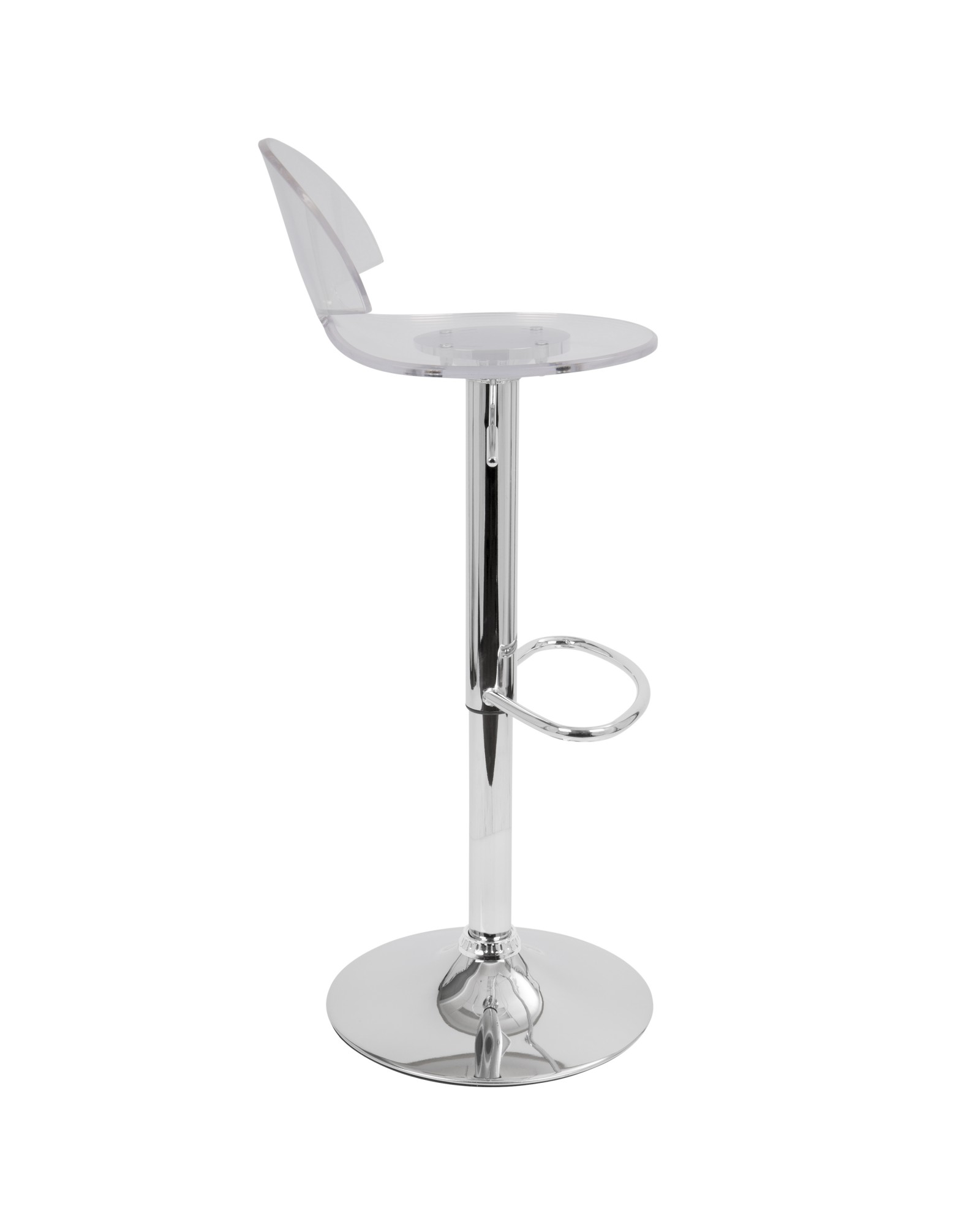 Venti Contemporary Adjustable Barstool with Swivel in Clear Acrylic