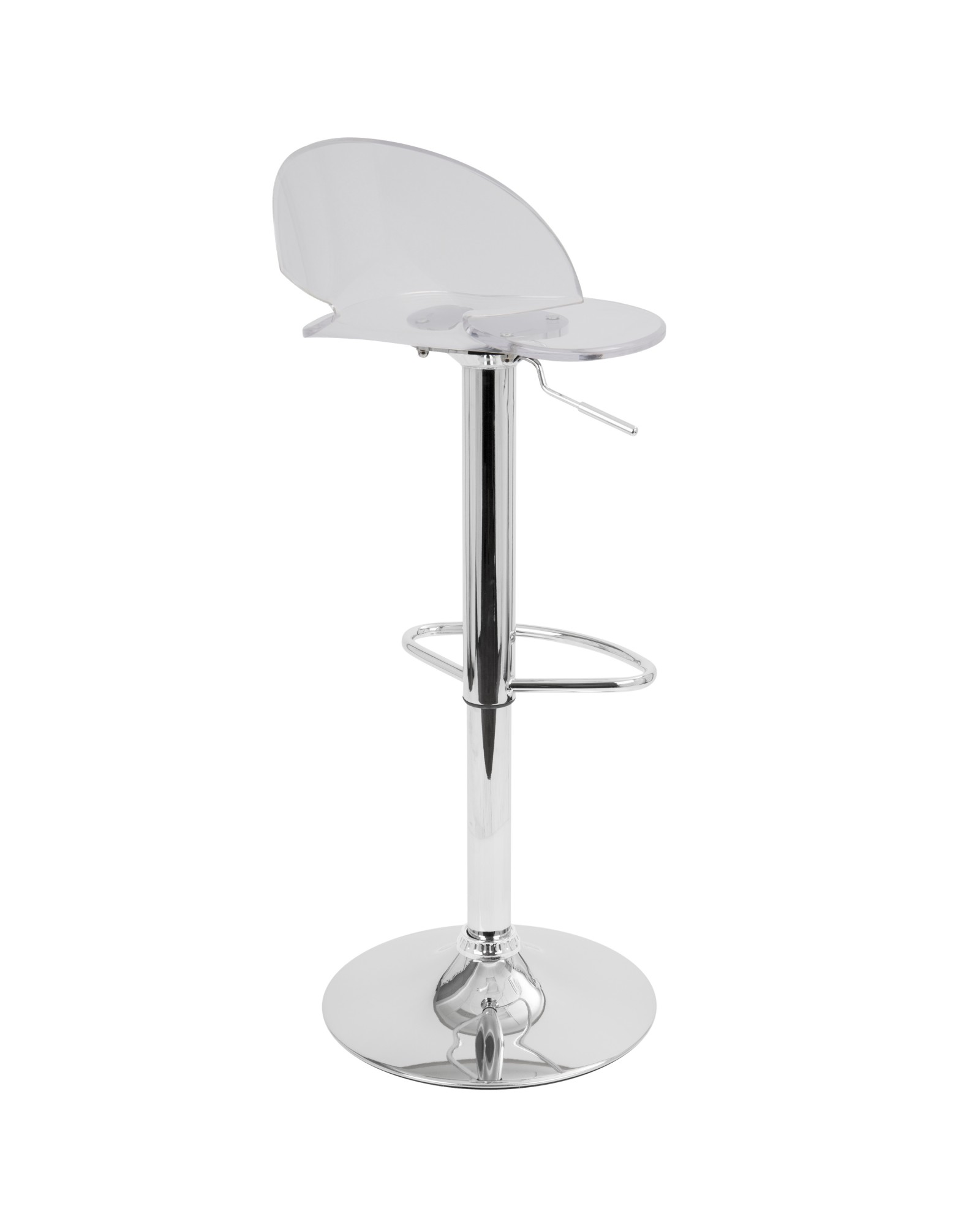 Venti Contemporary Adjustable Barstool with Swivel in Clear Acrylic