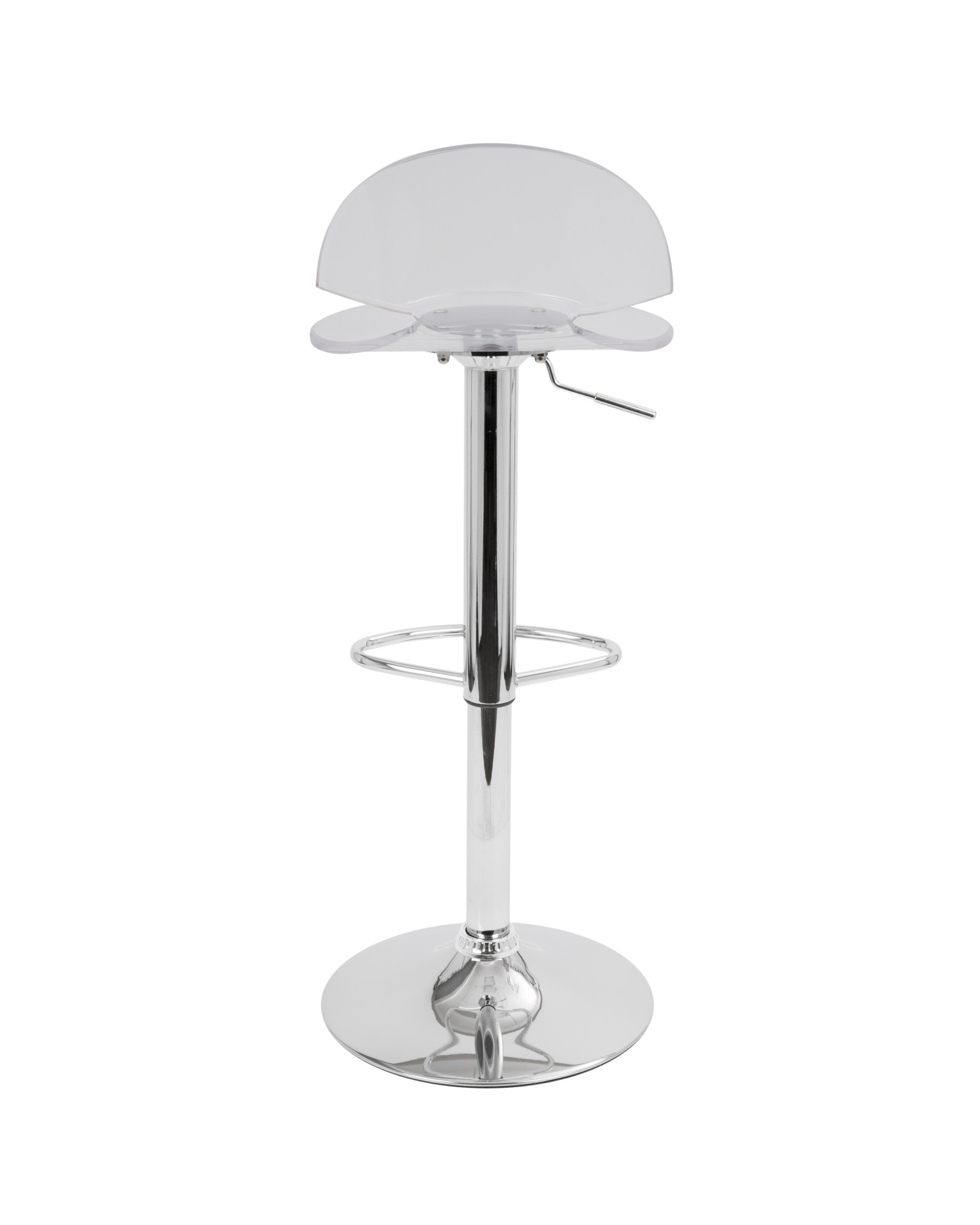 Venti Contemporary Adjustable Barstool with Swivel in Clear Acrylic