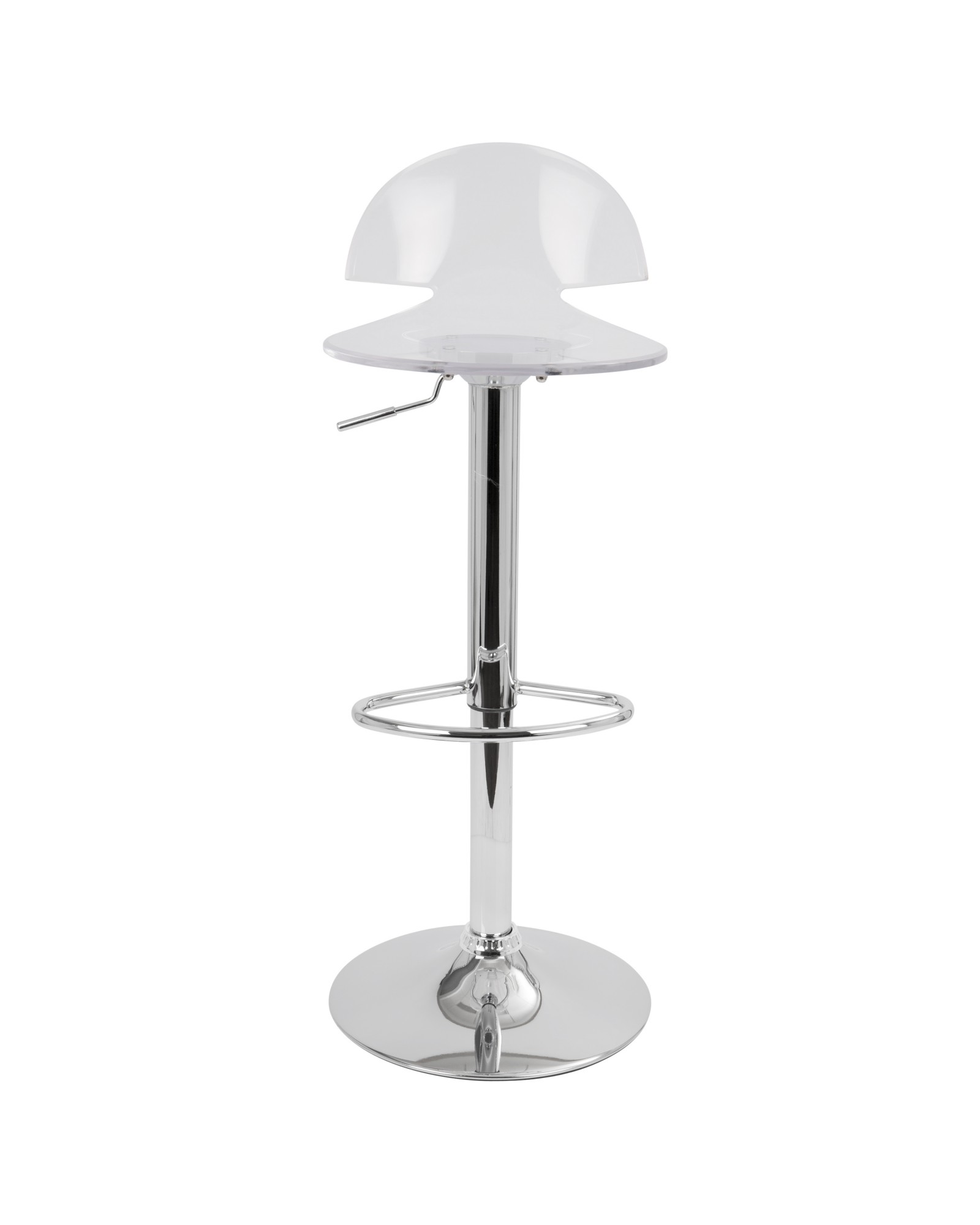 Venti Contemporary Adjustable Barstool with Swivel in Clear Acrylic