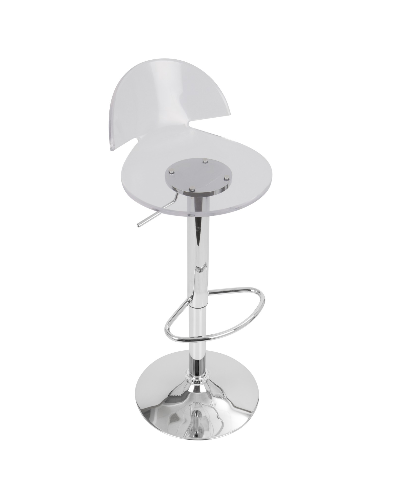 Venti Contemporary Adjustable Barstool with Swivel in Clear Acrylic