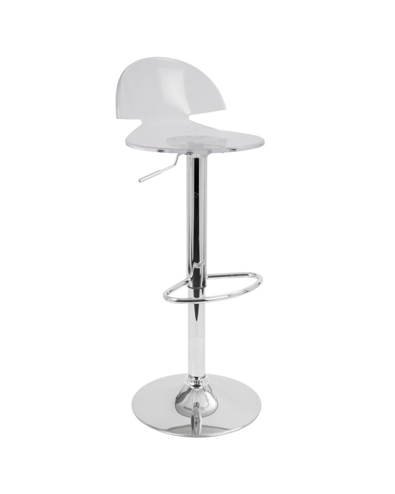 Venti Contemporary Adjustable Barstool with Swivel in Clear Acrylic