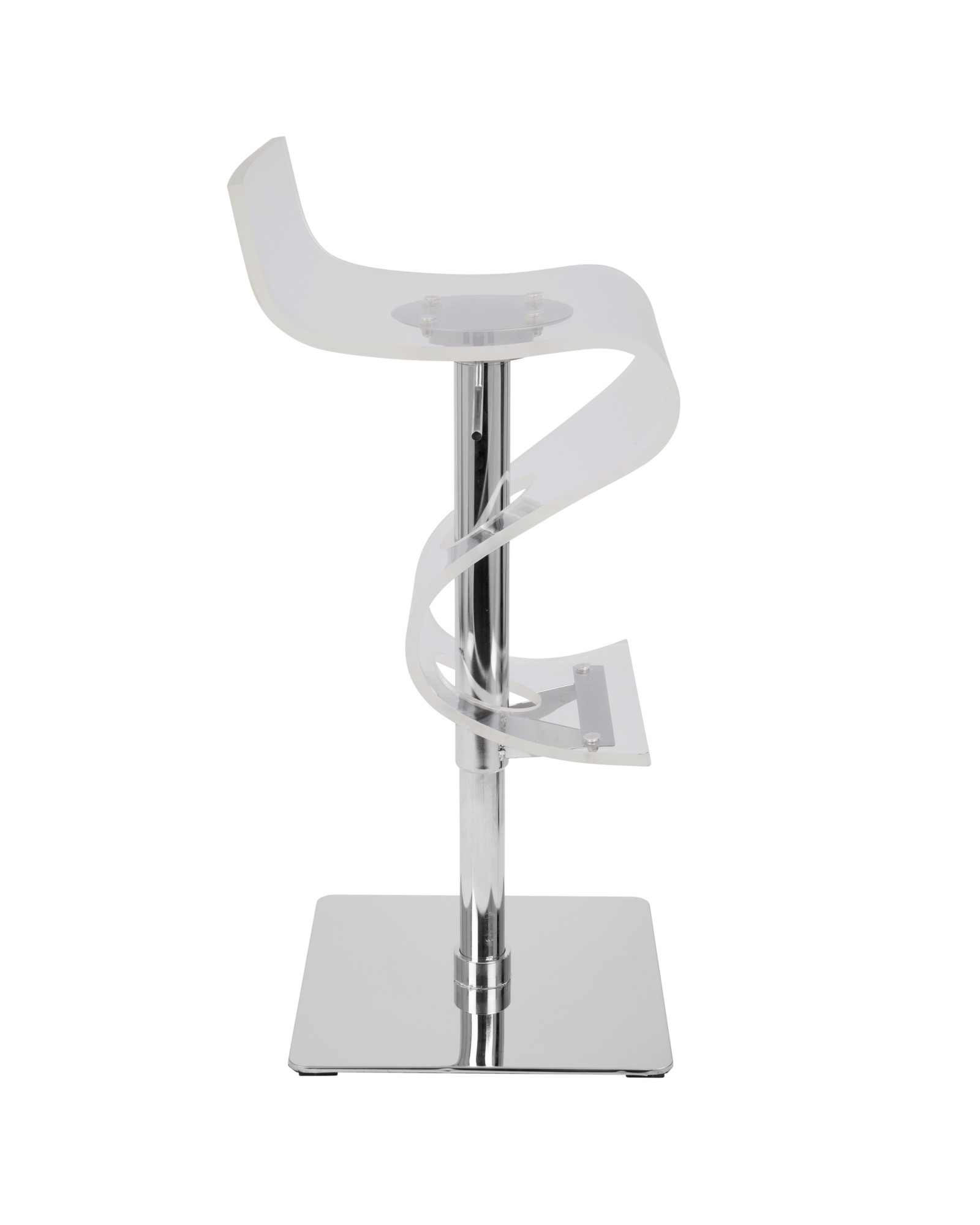 Viva Contemporary Adjustable Barstool with Swivel in Clear Acrylic