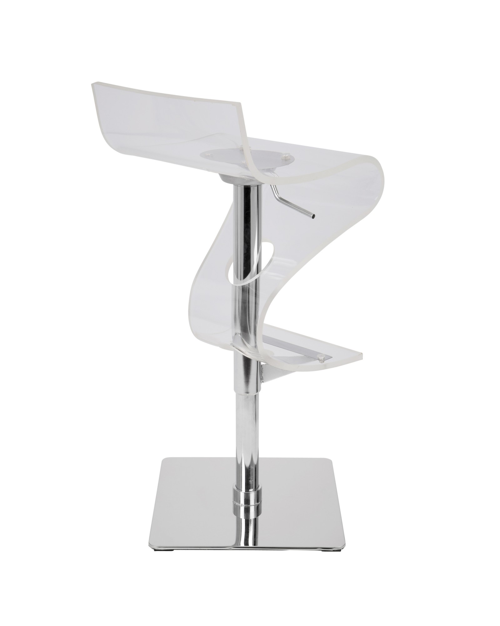 Viva Contemporary Adjustable Barstool with Swivel in Clear Acrylic