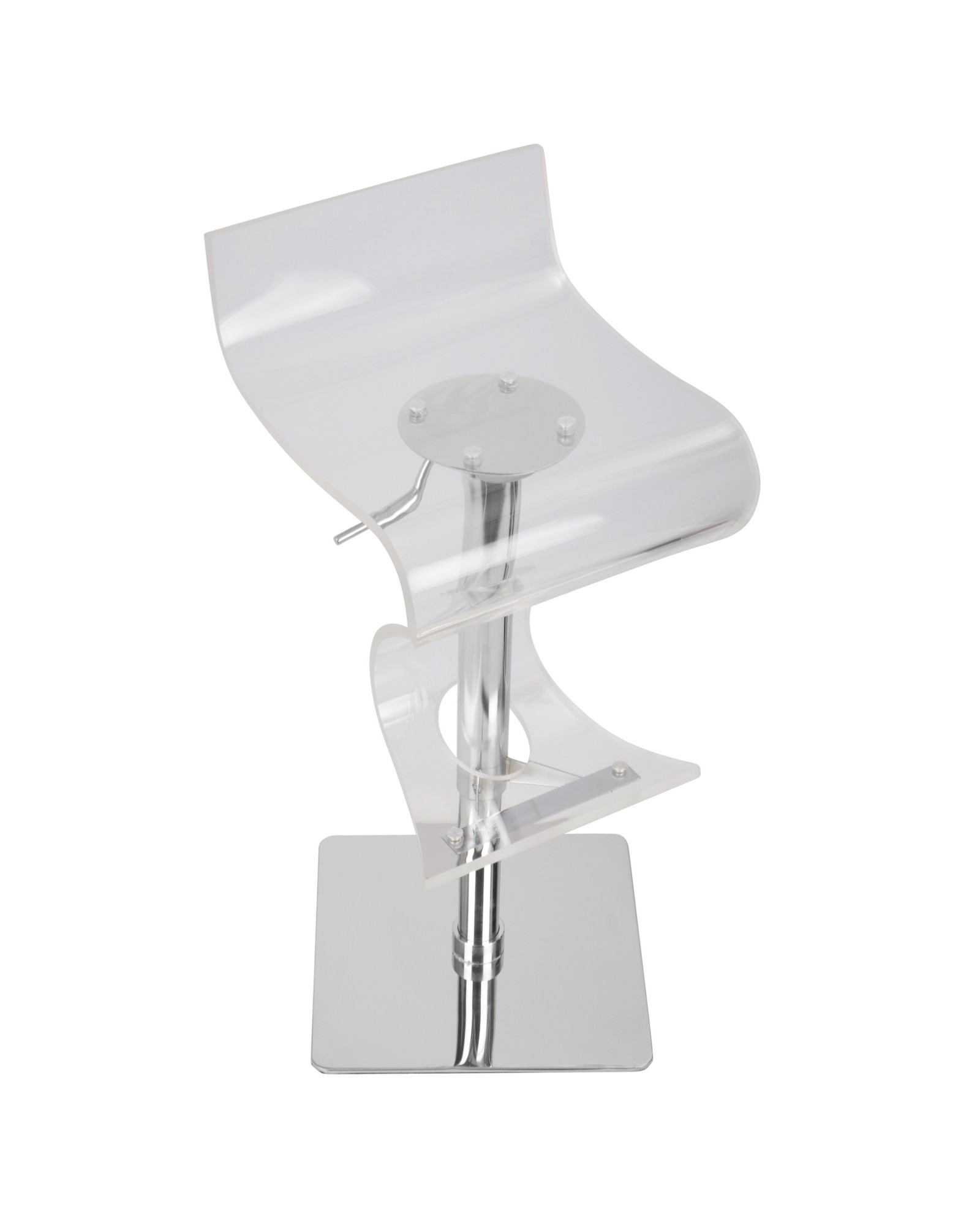 Viva Contemporary Adjustable Barstool with Swivel in Clear Acrylic