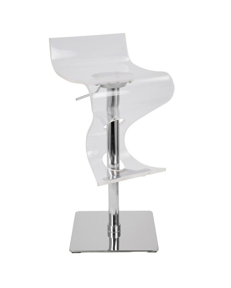 Viva Contemporary Adjustable Barstool with Swivel in Clear Acrylic