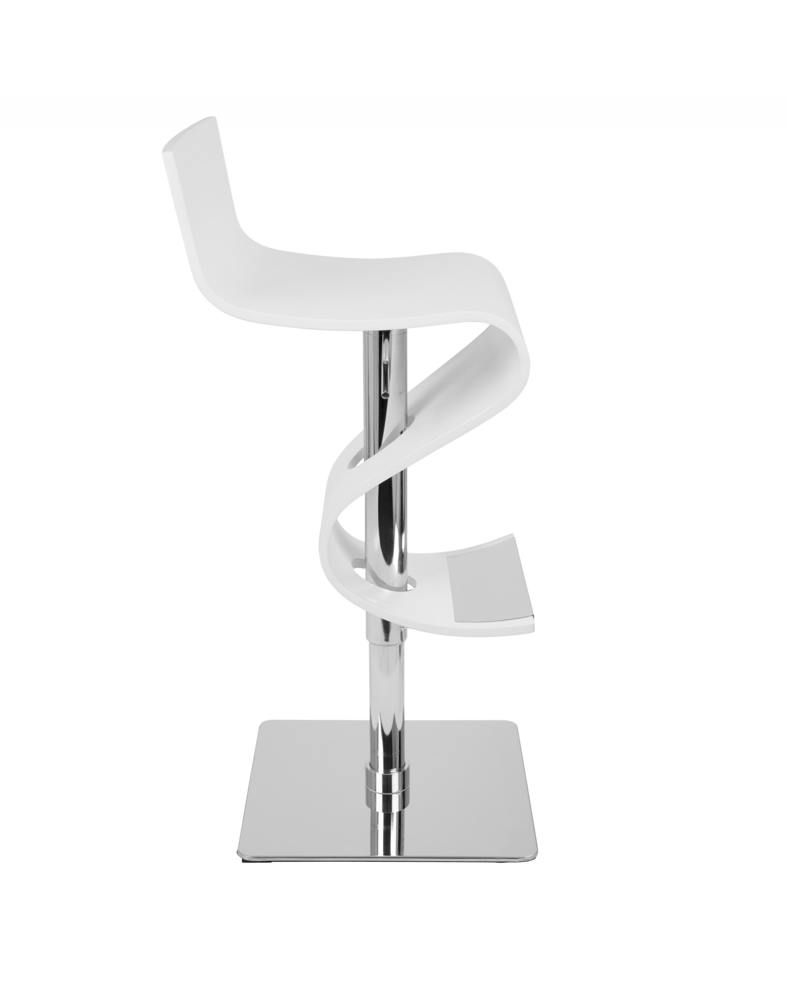 Viva Contemporary Adjustable Barstool with Swivel and White Wood