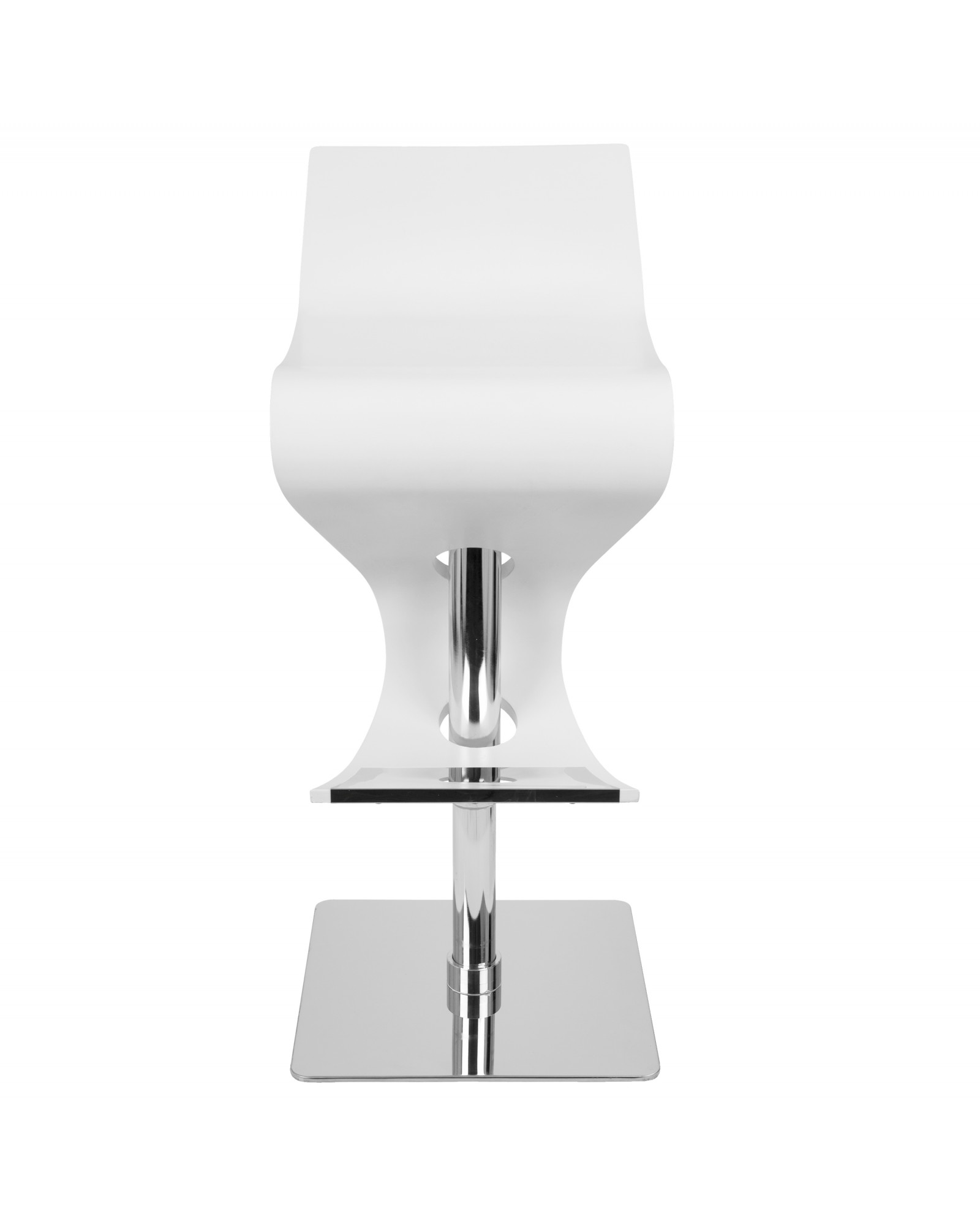 Viva Contemporary Adjustable Barstool with Swivel and White Wood