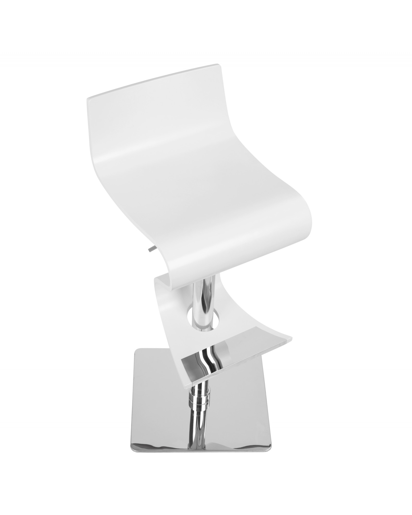 Viva Contemporary Adjustable Barstool with Swivel and White Wood