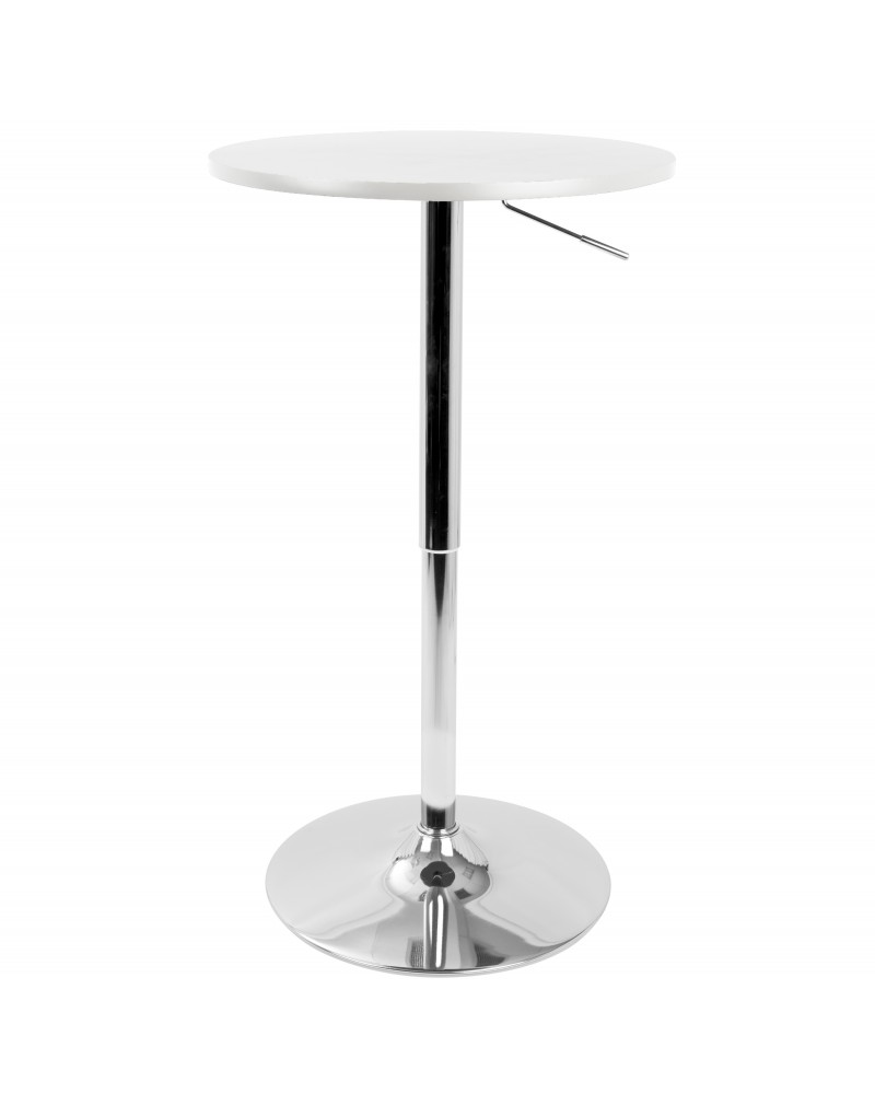 Adjustable Contemporary Bar Table in White