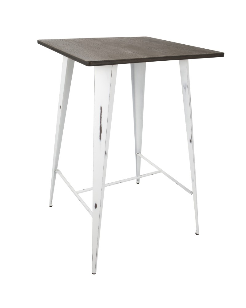 Oregon Industrial Table in Vintage White and Espresso LumiSource