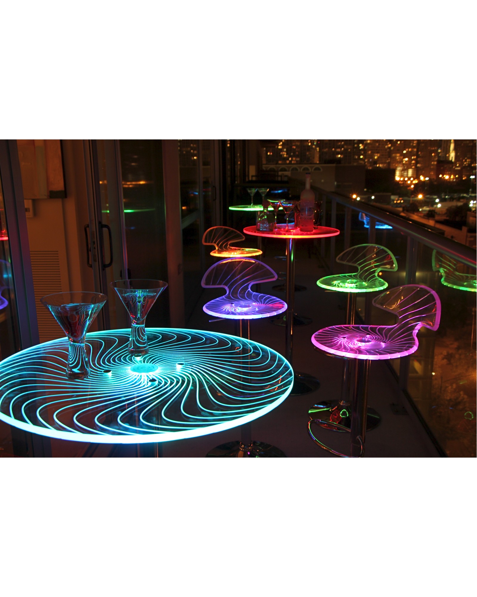 Spyra Contemporary Light Up Adjustable Bar Table