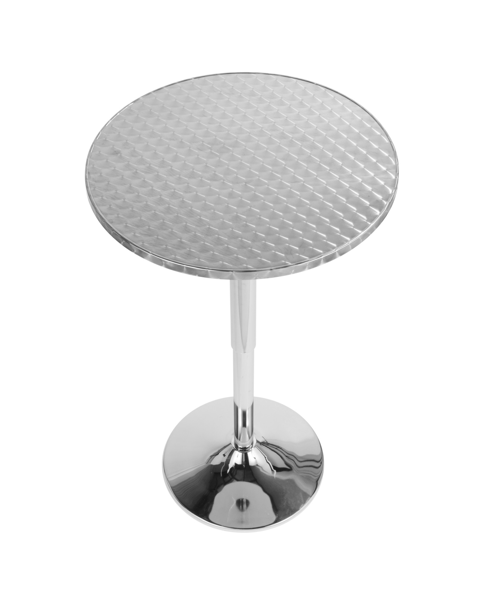 Bistro Contemporary Adjustable Round Bar Table in Silver