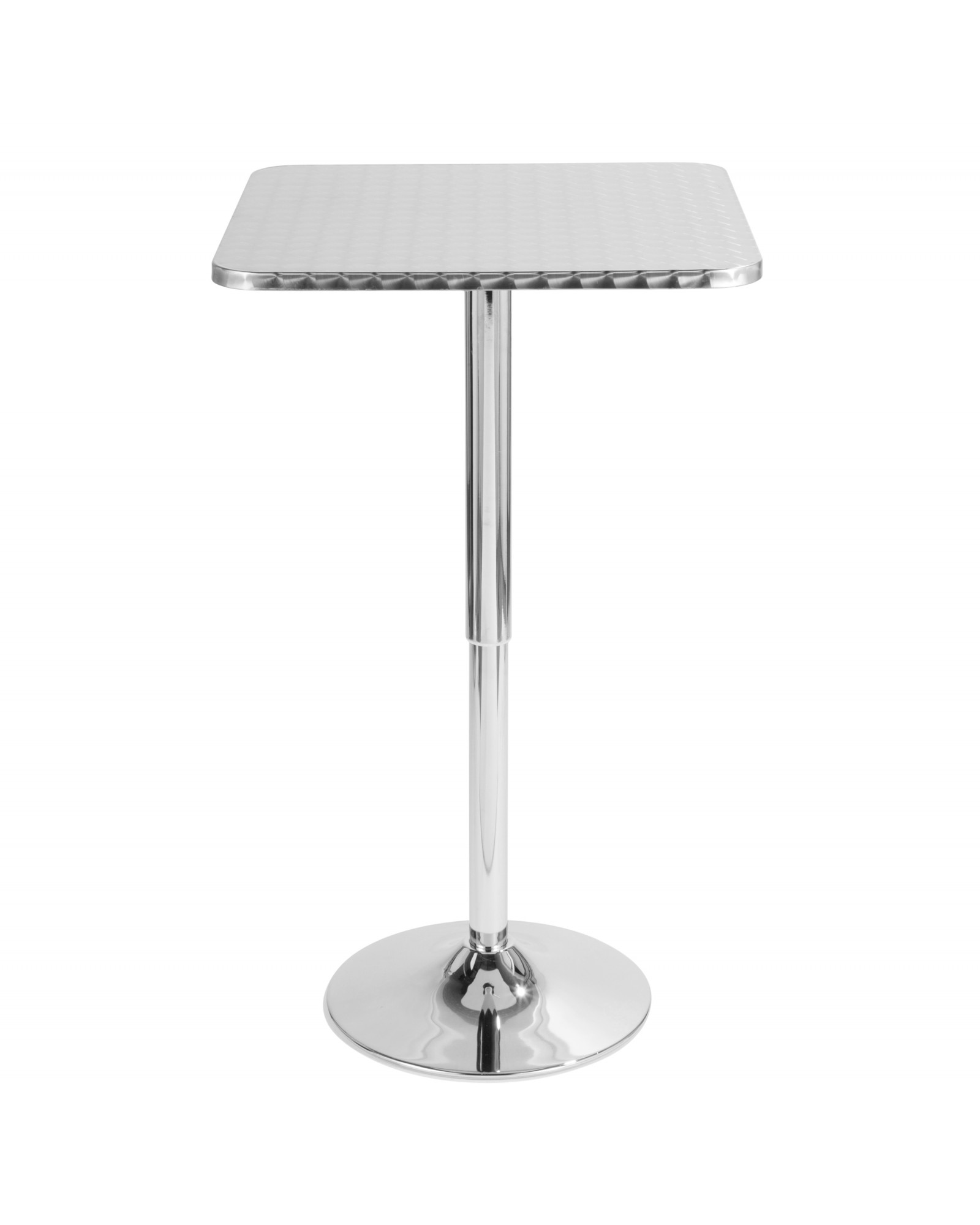 Bistro Contemporary Adjustable Square Bar Table in Silver