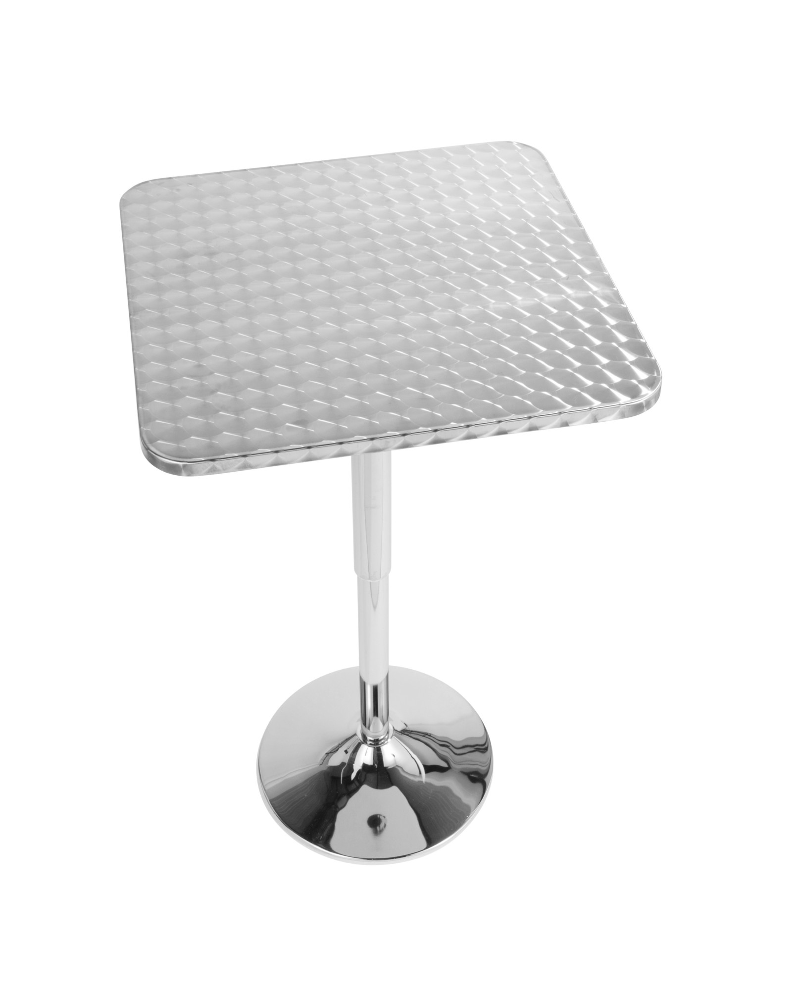 Bistro Contemporary Adjustable Square Bar Table in Silver